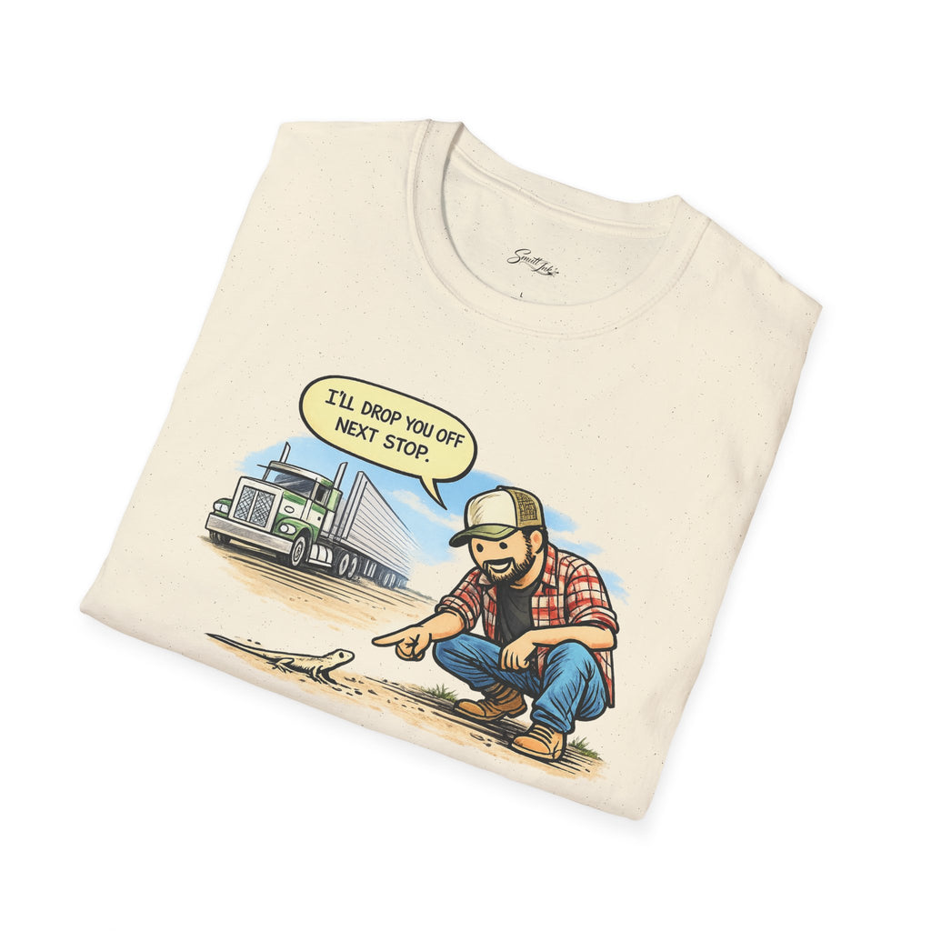 Trucker Rescue T‑Shirt – 'I’ll Drop You Off Next Stop' Vintage Semi Driver Tee