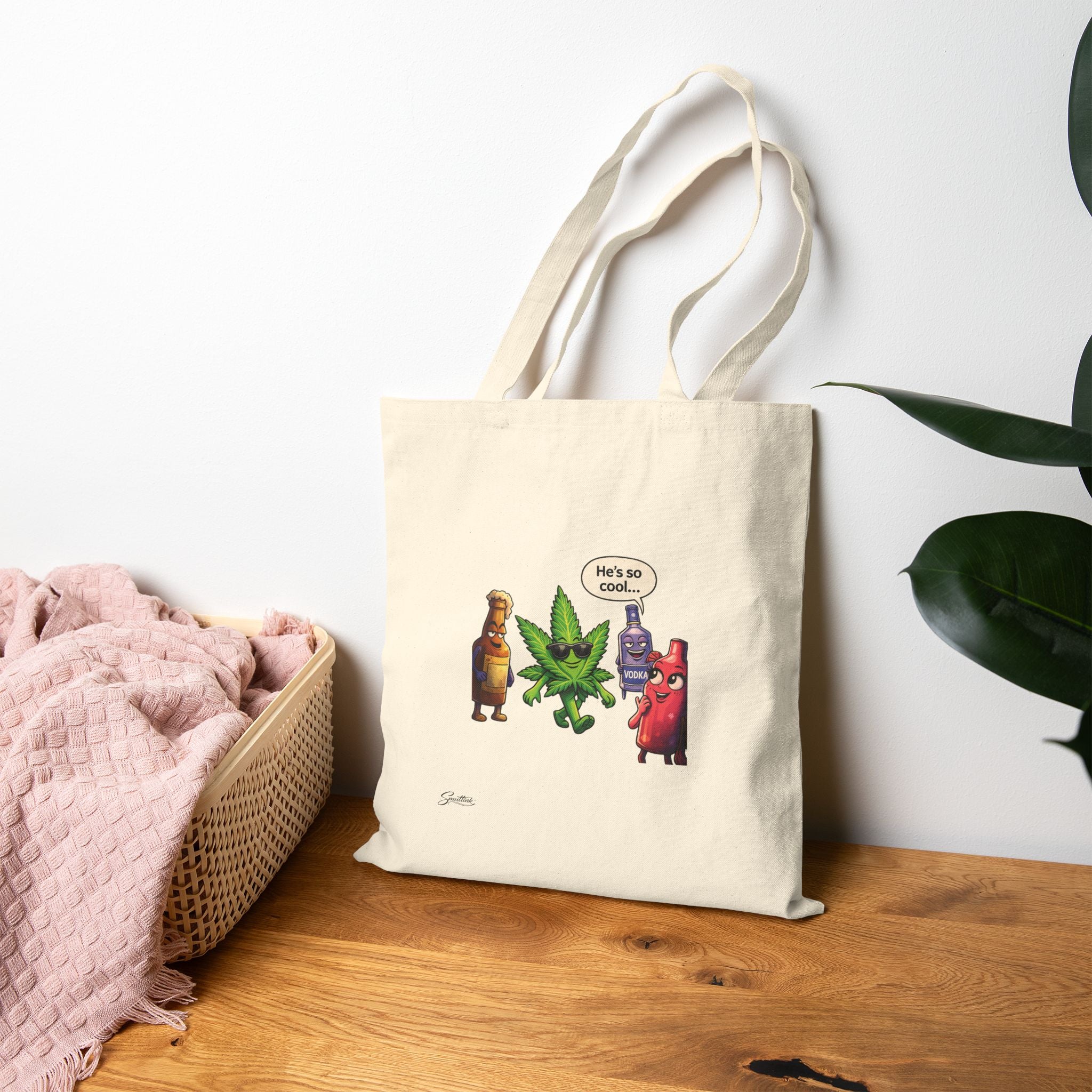 Cool Vibes Only Canvas Tote — Cannabis Leaf Graphic Cotton Tote Bag