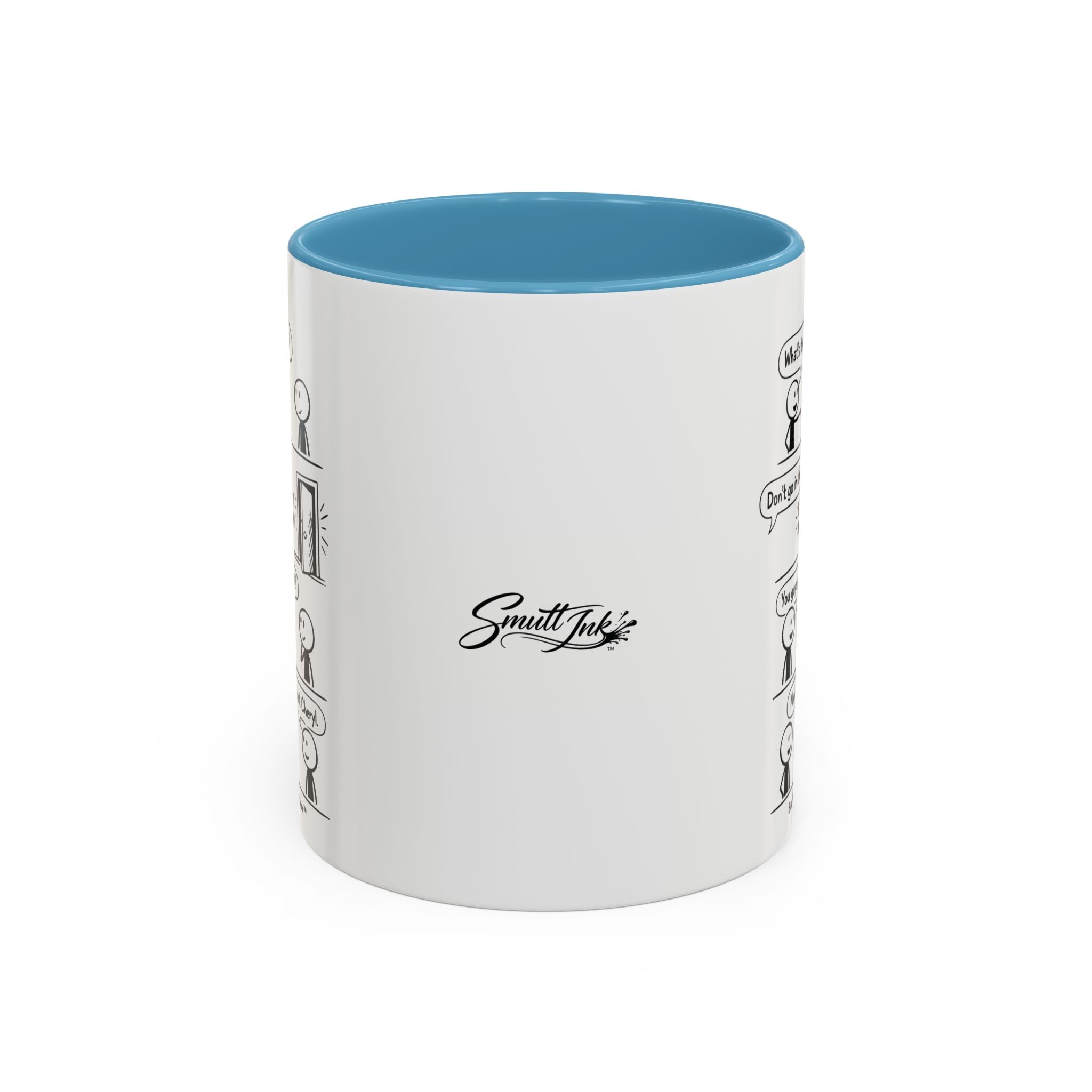 Coffee Mug — Funny Stick Figure Comic "Bad Kitty" Accent Ceramic Mug (11/15oz)
