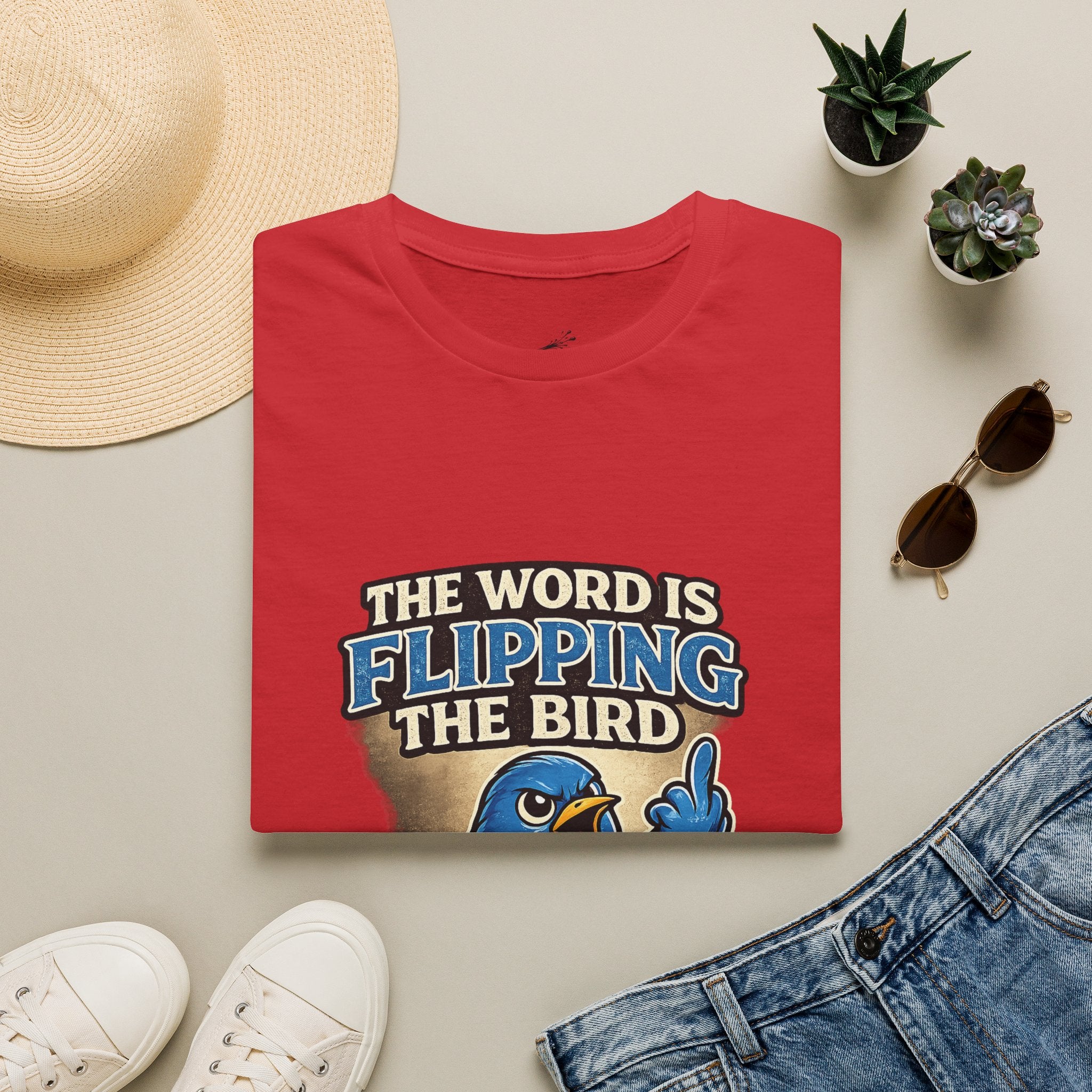 Flipping The Bird T-Shirt — Funny Retro Blue Bird Graphic Tee
