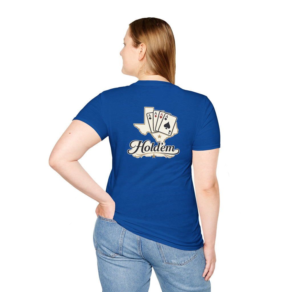 Texas Hold'em Poker T-Shirt — Retro State Map & Playing Cards Graphic