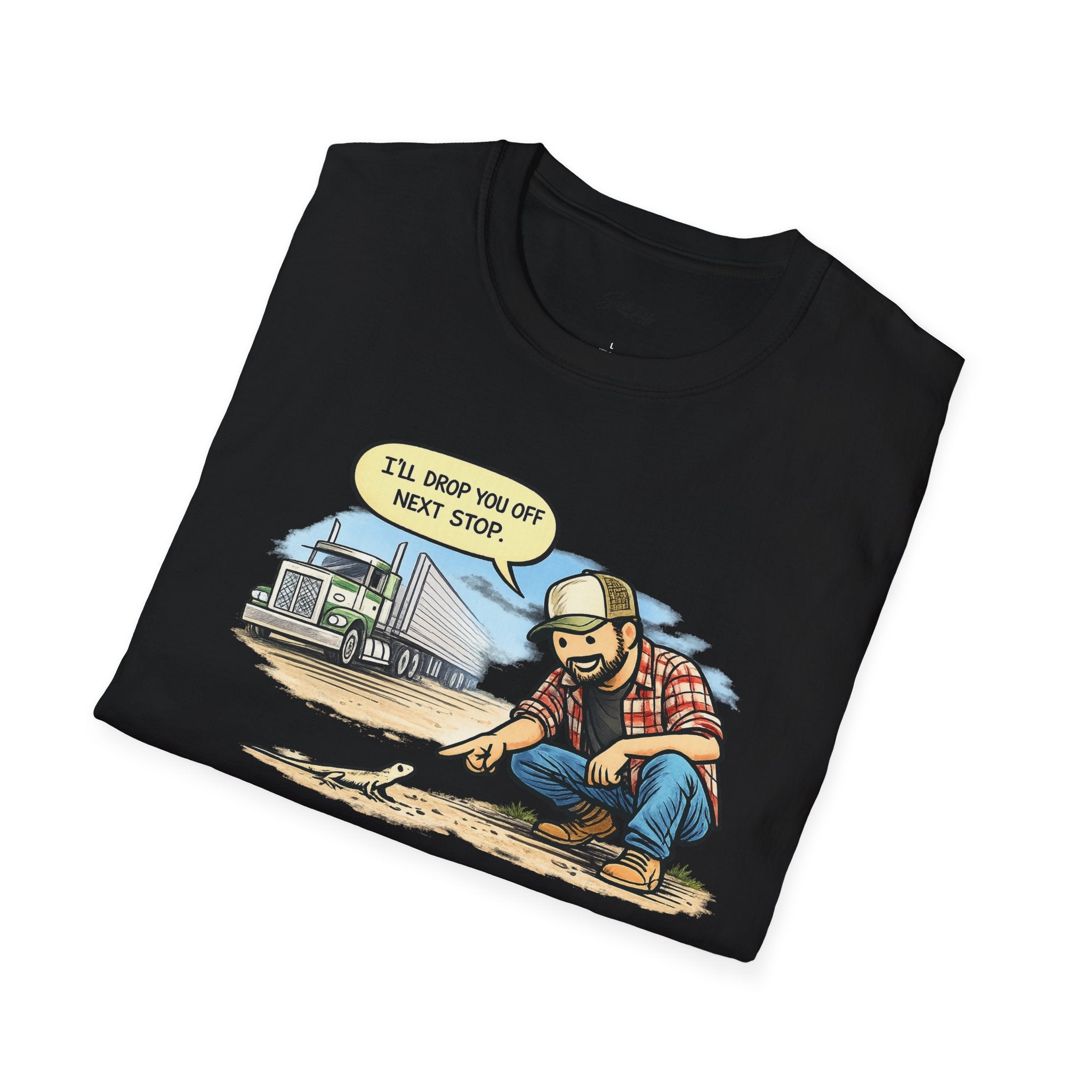 Trucker Rescue T‑Shirt – 'I’ll Drop You Off Next Stop' Vintage Semi Driver Tee