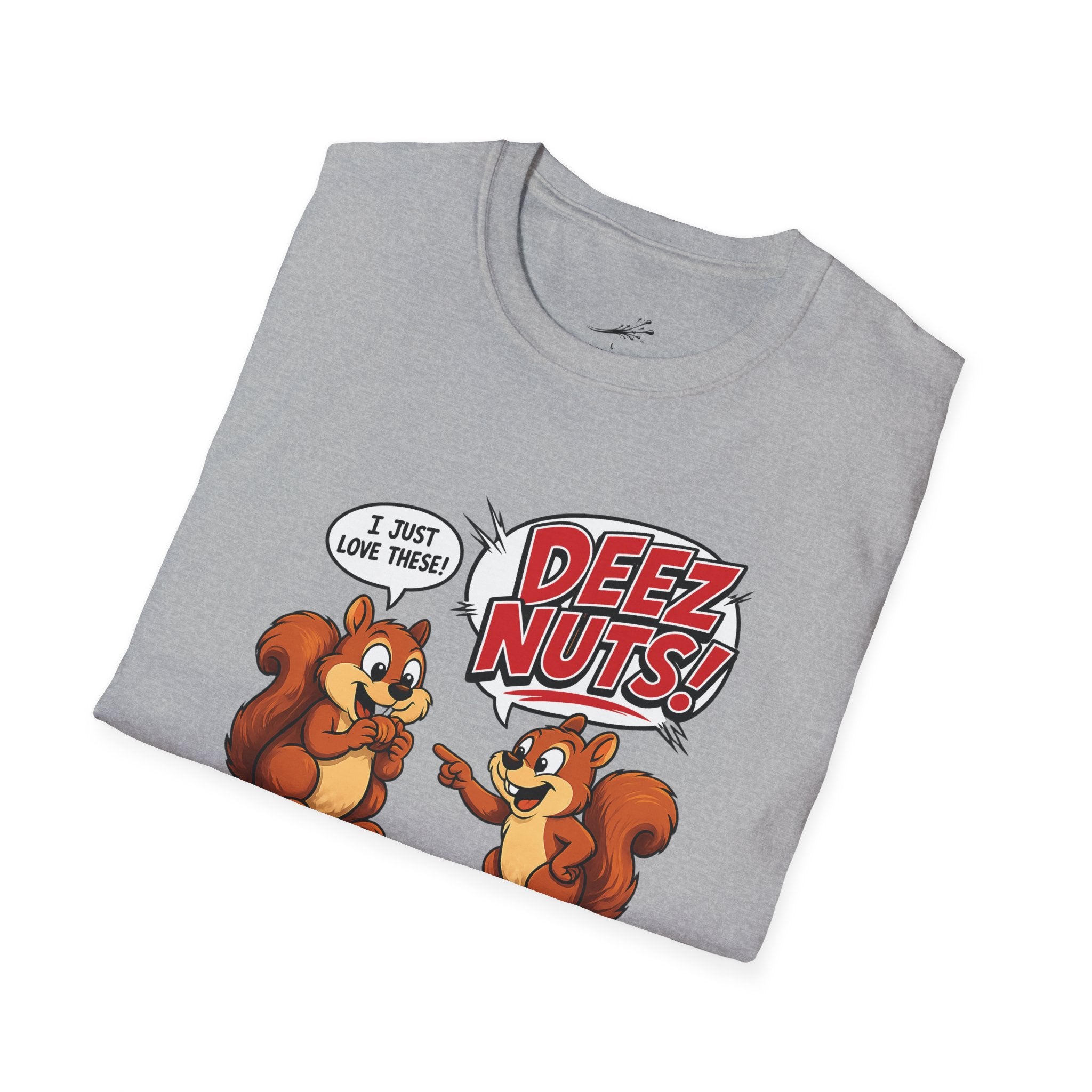 Funny Squirrel T‑Shirt — Cartoon 'Deez Nuts!' Graphic Tee