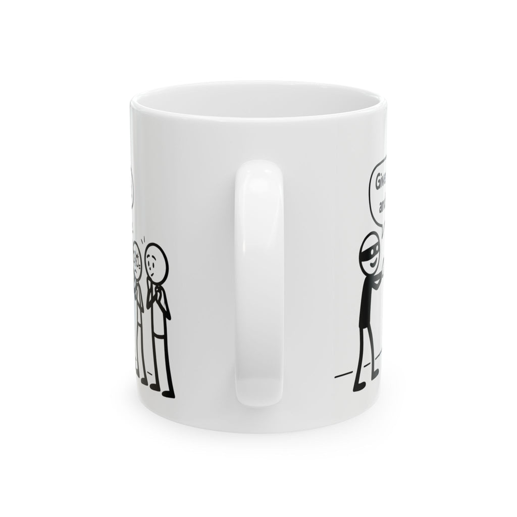 Funny Coffee Mug — "Coffee Heist" Comic Strip Ceramic Mug (11oz & 15oz)