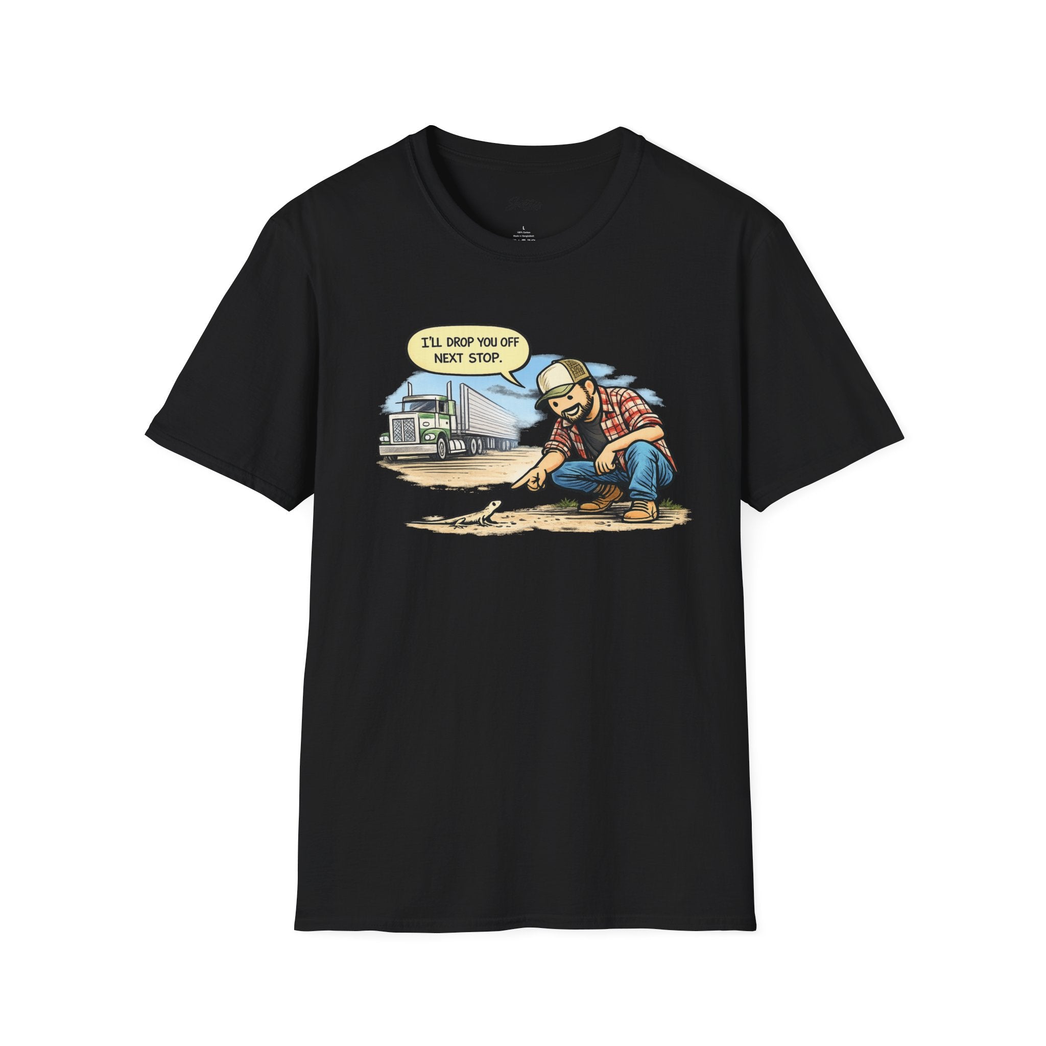 Trucker Rescue T‑Shirt – 'I’ll Drop You Off Next Stop' Vintage Semi Driver Tee