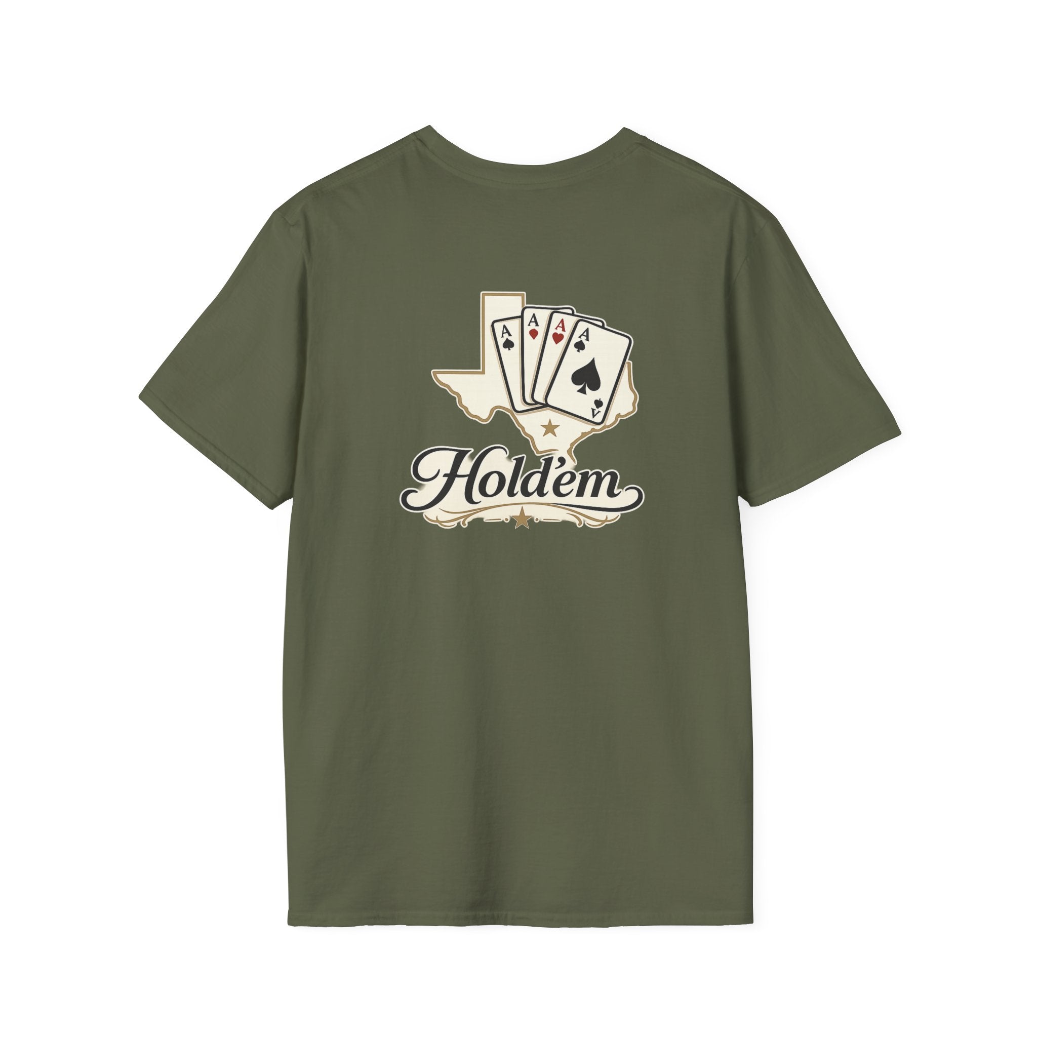 Texas Hold'em Poker T-Shirt — Retro State Map & Playing Cards Graphic