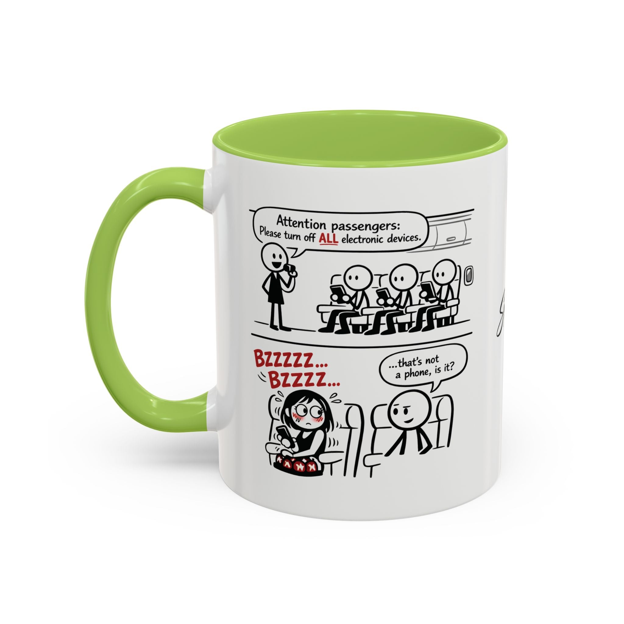 Coffee Mug — Funny Airplane Cellphone Comic Accent Mug (11/15 oz)
