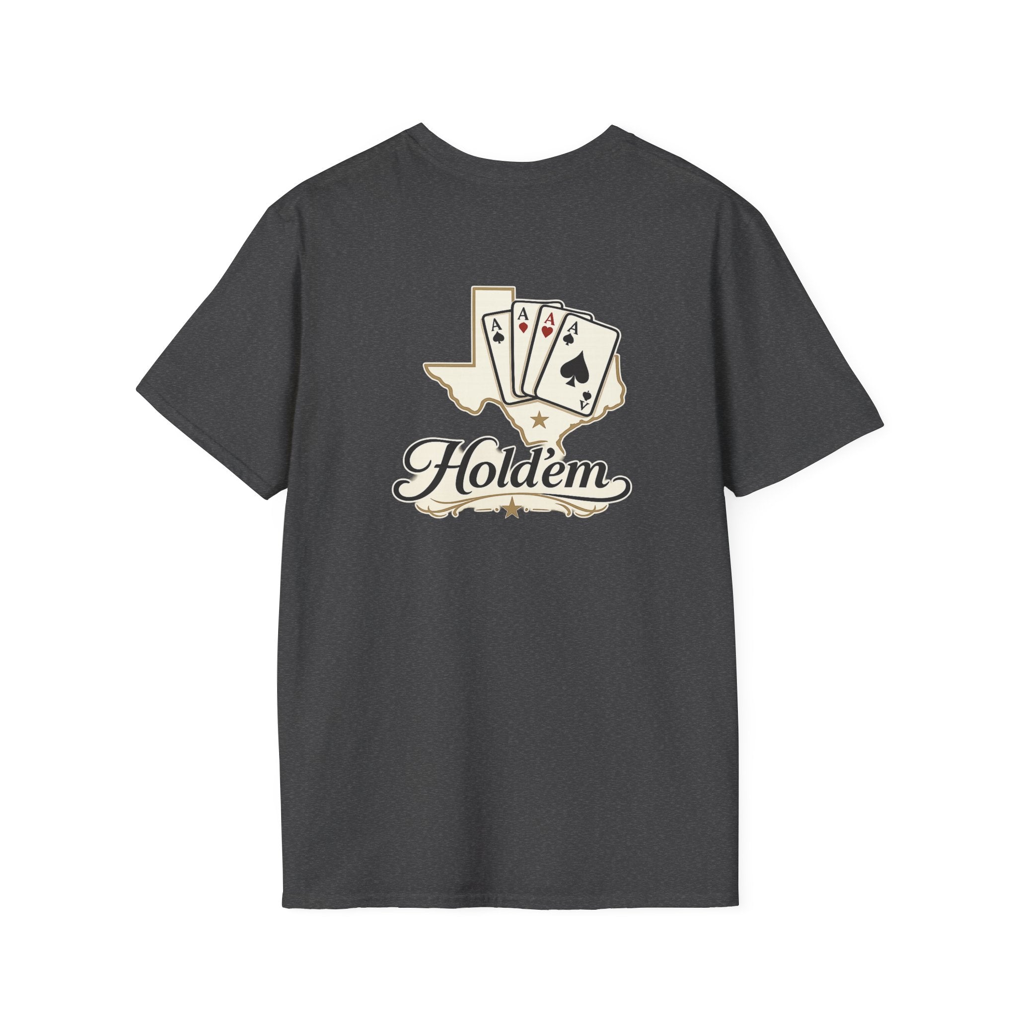 Texas Hold'em Poker T-Shirt — Retro State Map & Playing Cards Graphic