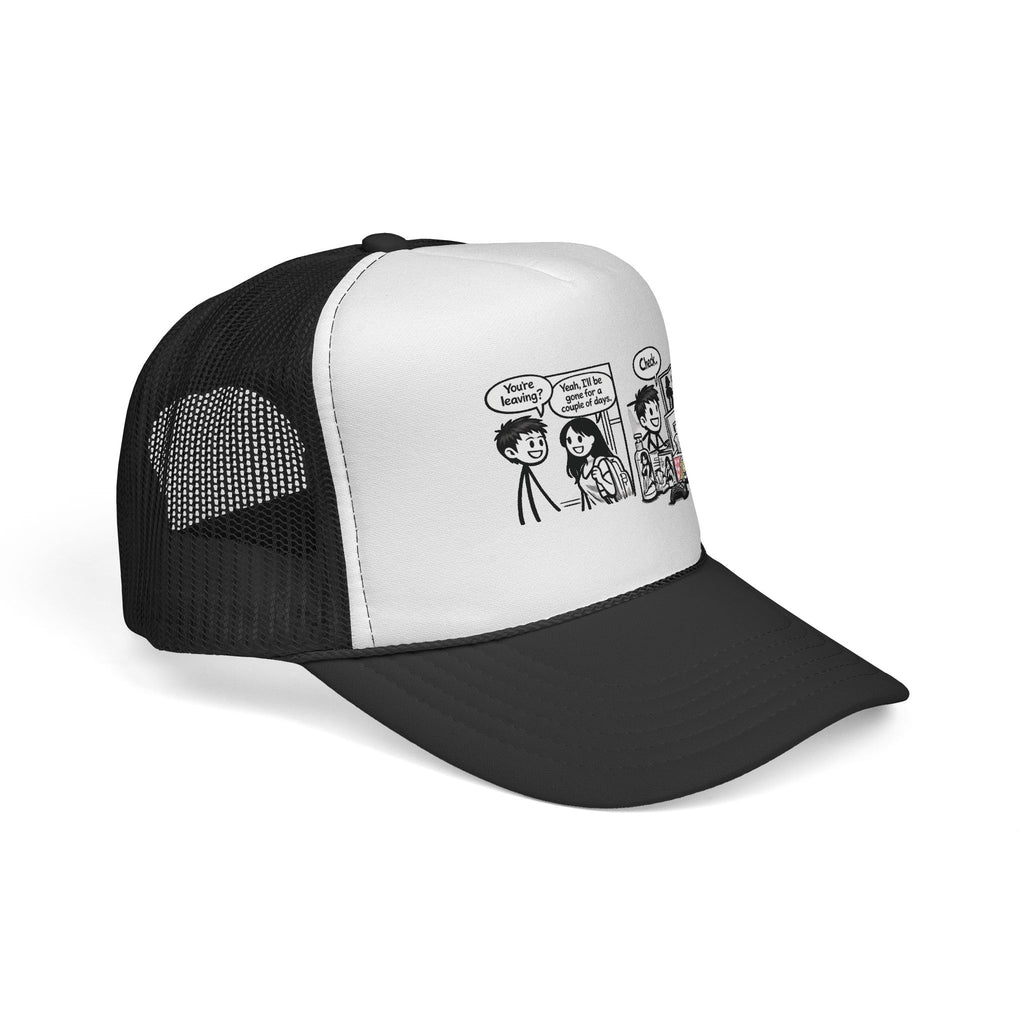 Comic Panel Trucker Hat — "Check" Retro Cartoon Design