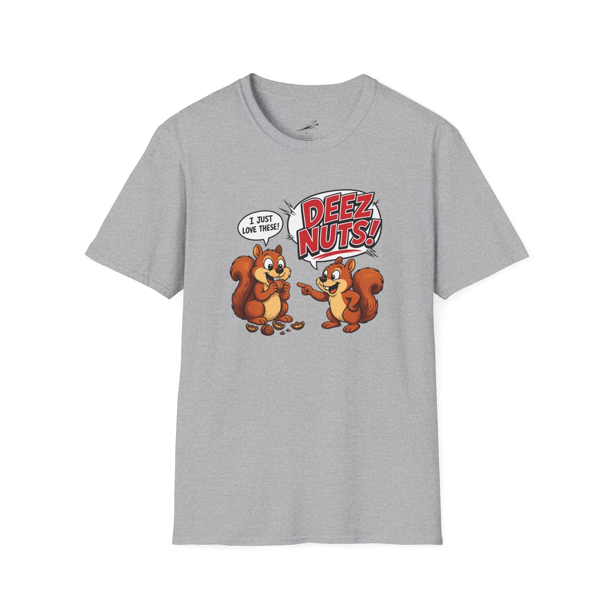 Funny Squirrel T‑Shirt — Cartoon 'Deez Nuts!' Graphic Tee