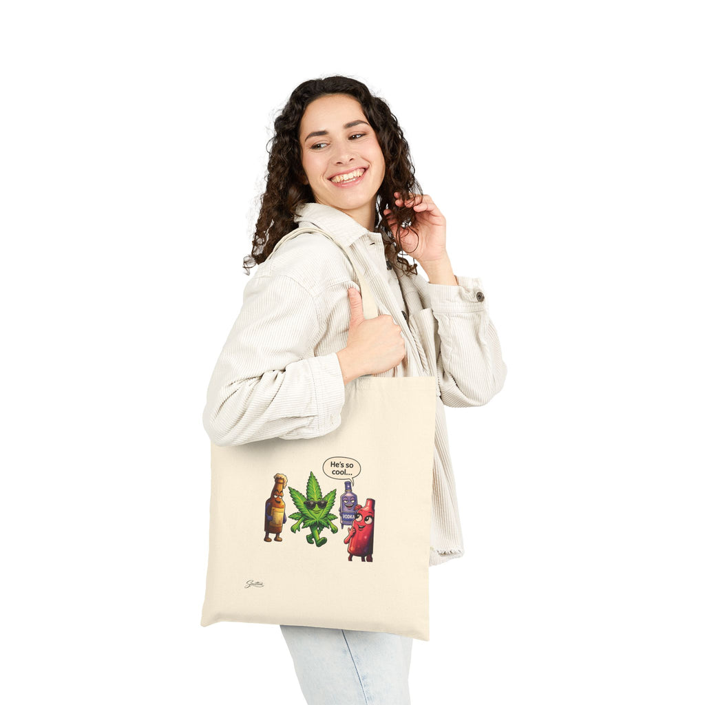 Cool Vibes Only Canvas Tote — Cannabis Leaf Graphic Cotton Tote Bag