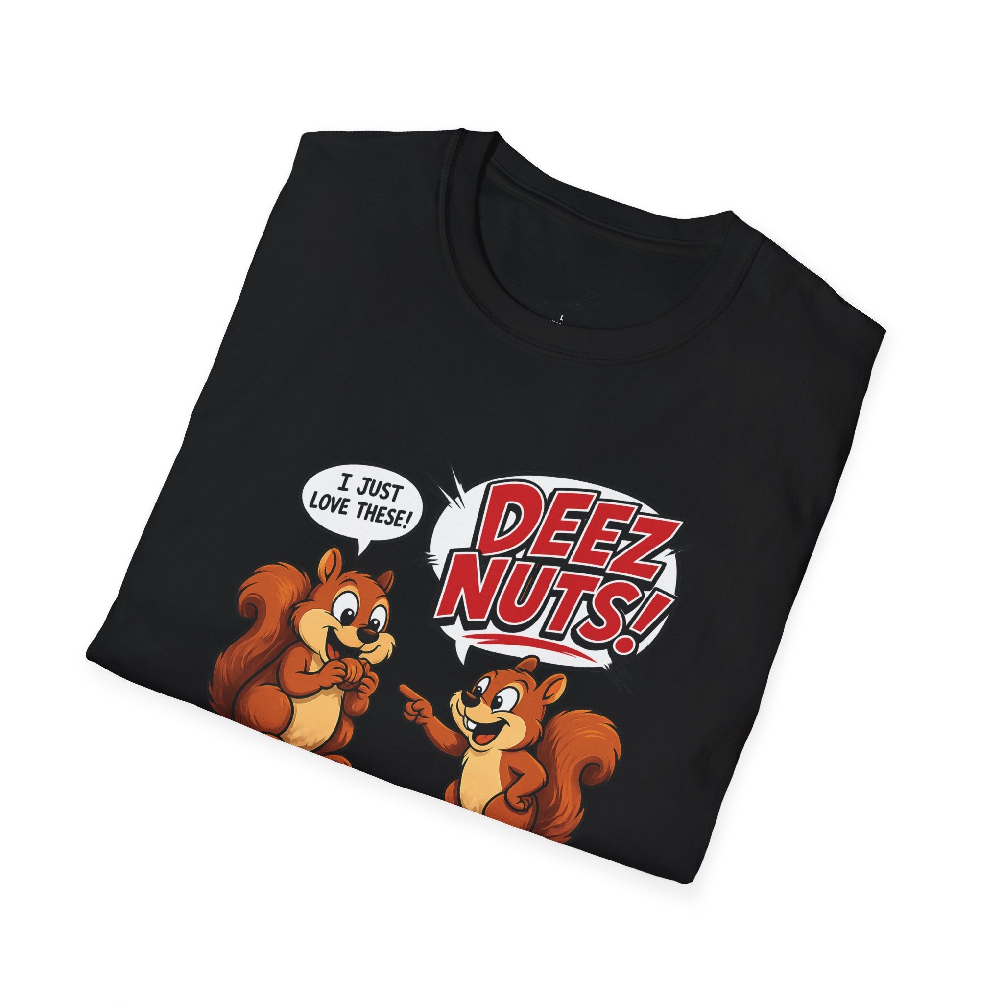 Funny Squirrel T‑Shirt — Cartoon 'Deez Nuts!' Graphic Tee