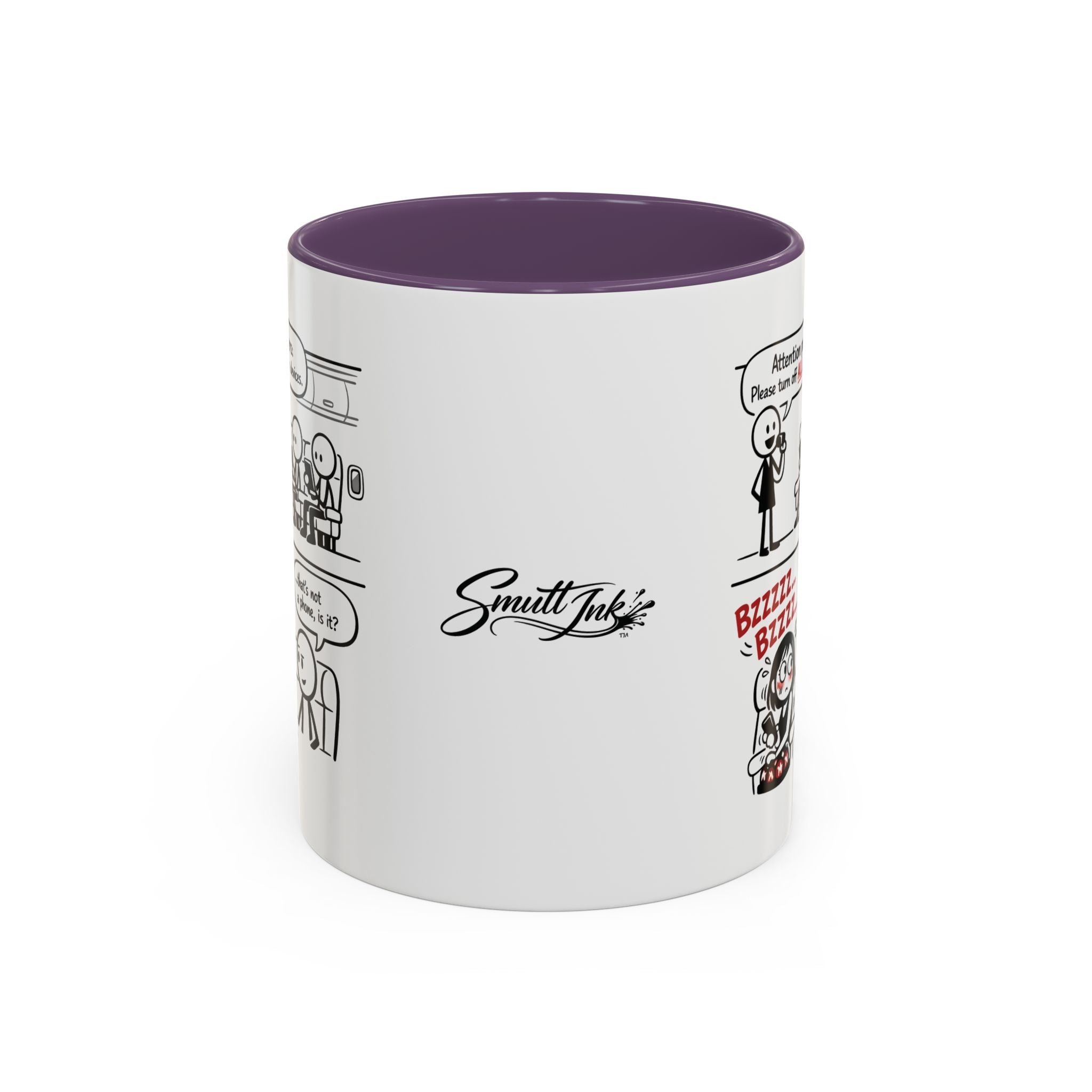 Coffee Mug — Funny Airplane Cellphone Comic Accent Mug (11/15 oz)