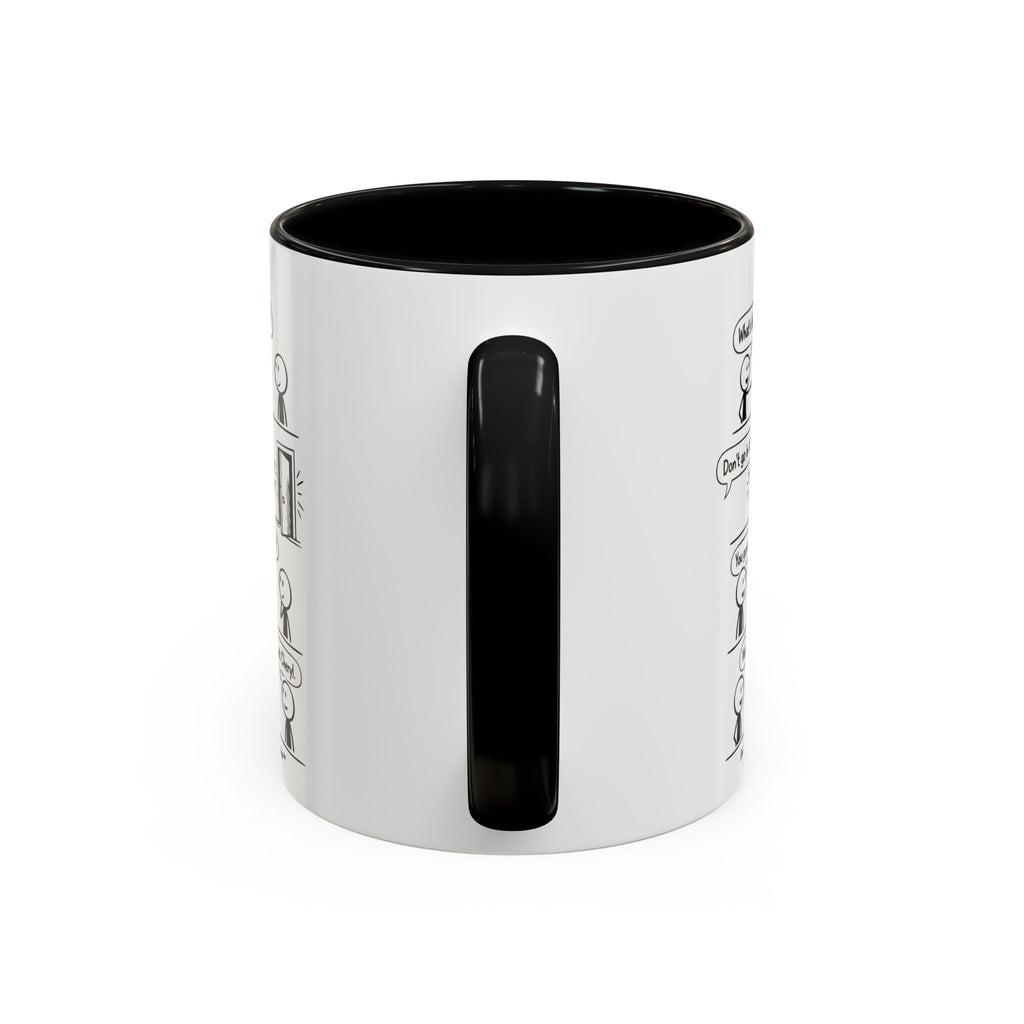 Coffee Mug — Funny Stick Figure Comic "Bad Kitty" Accent Ceramic Mug (11/15oz)