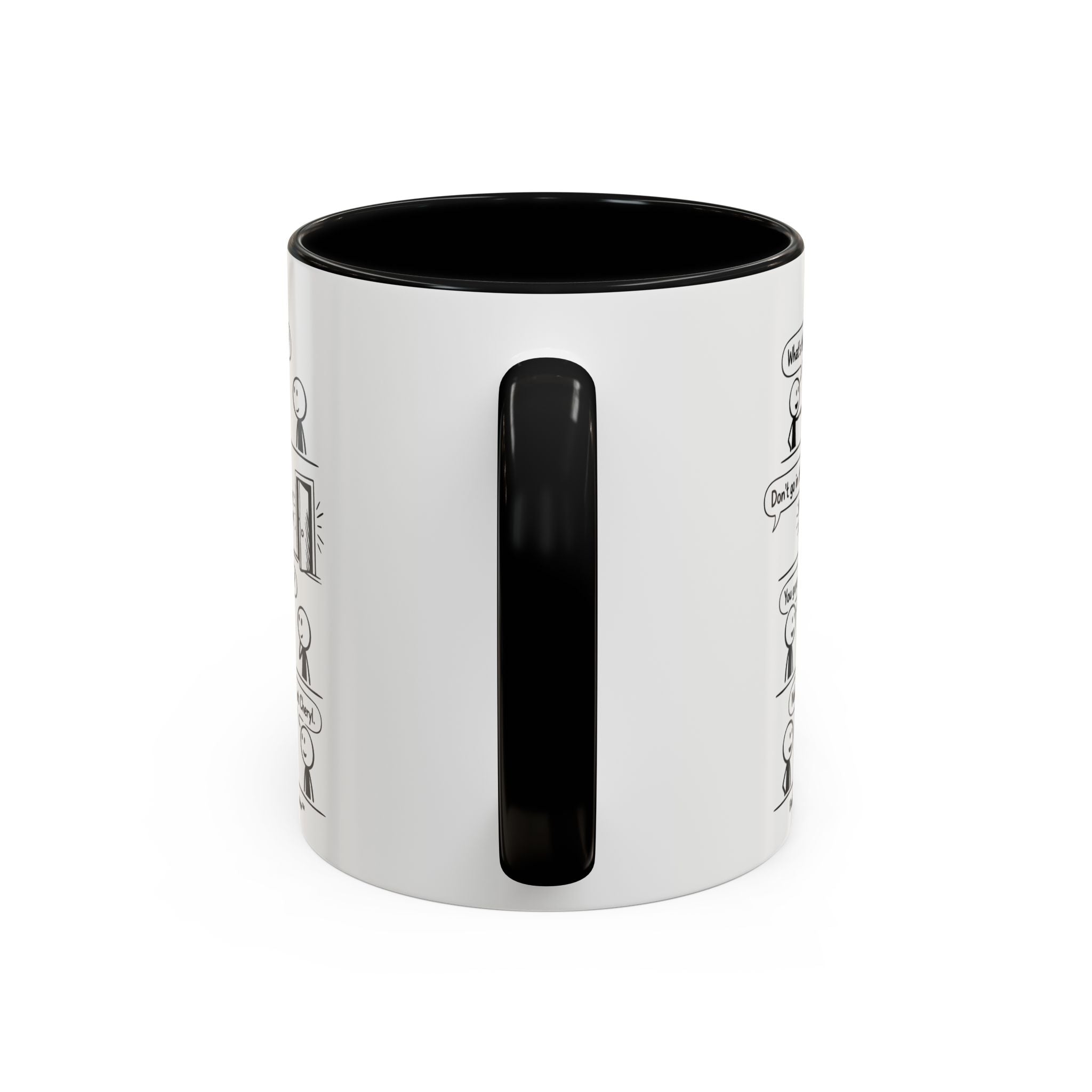 Coffee Mug — Funny Stick Figure Comic "Bad Kitty" Accent Ceramic Mug (11/15oz)