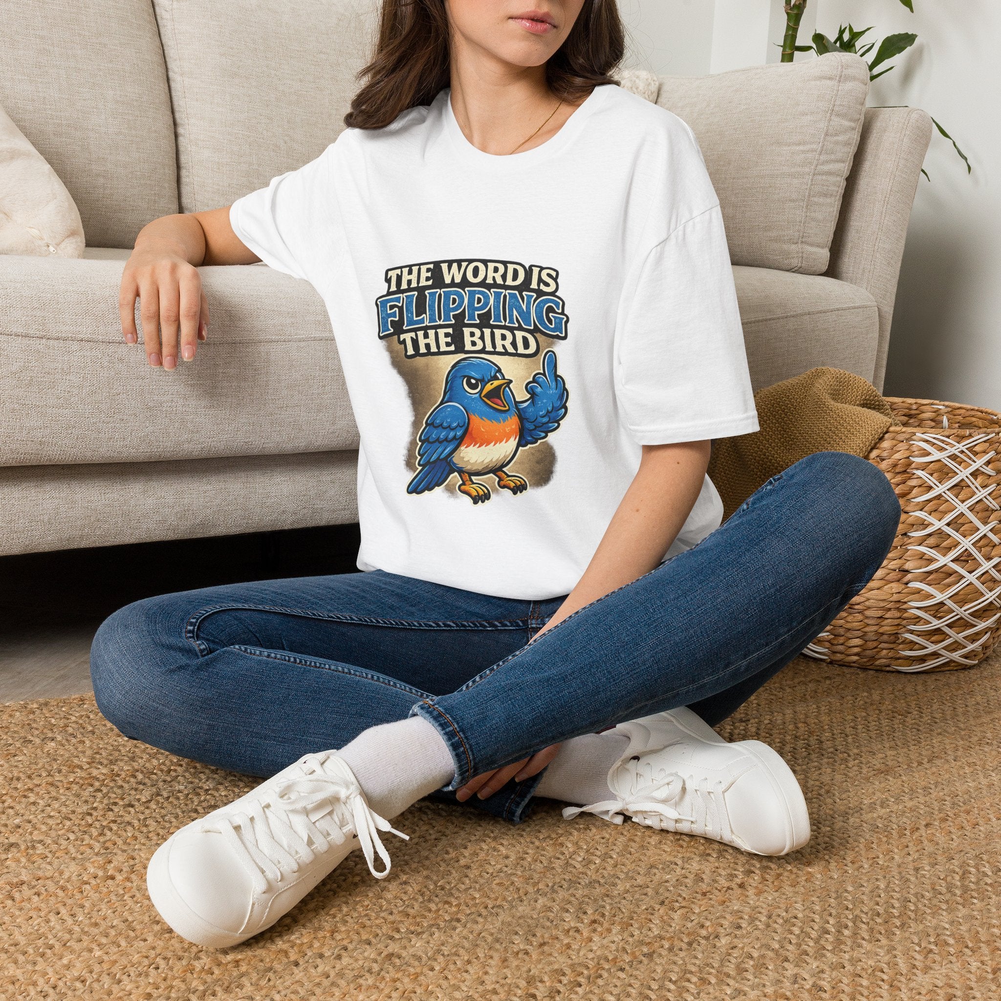 Flipping The Bird T-Shirt — Funny Retro Blue Bird Graphic Tee