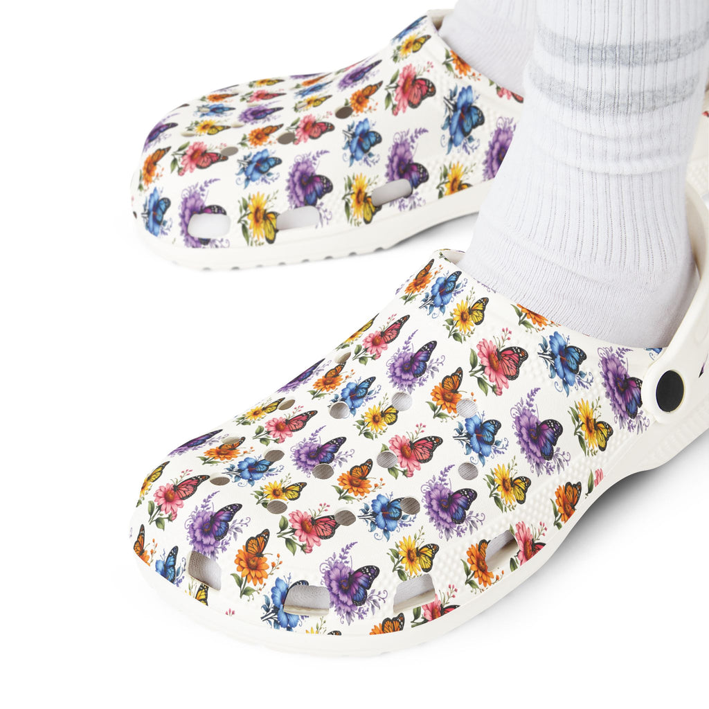 Butterfly Floral Clogs-EVA Foam Rubber Shoes (AOP)