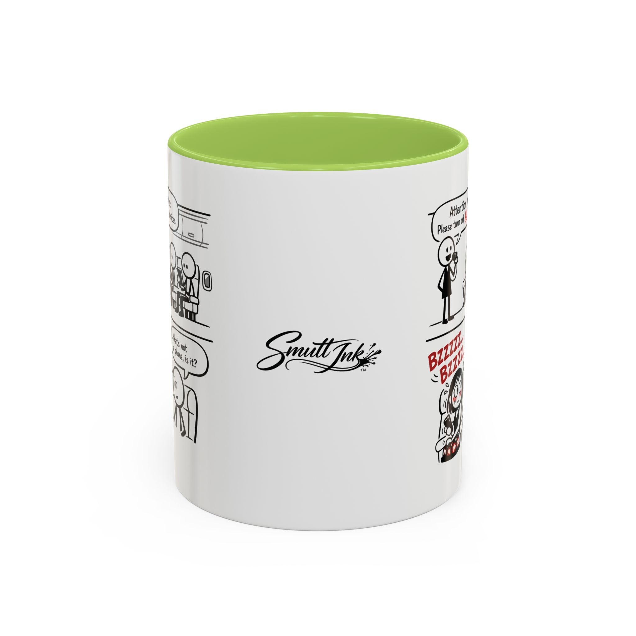 Coffee Mug — Funny Airplane Cellphone Comic Accent Mug (11/15 oz)