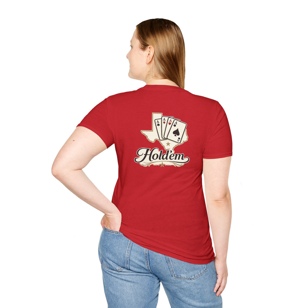 Texas Hold'em Poker T-Shirt — Retro State Map & Playing Cards Graphic