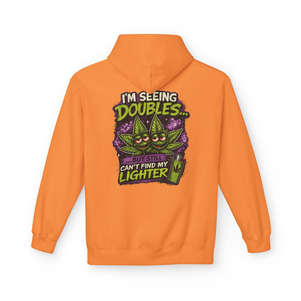 I'm Seeing Doubles Hoodie — Funny Cannabis Graphic Pullover with 'Can't Find My Lighter' Design