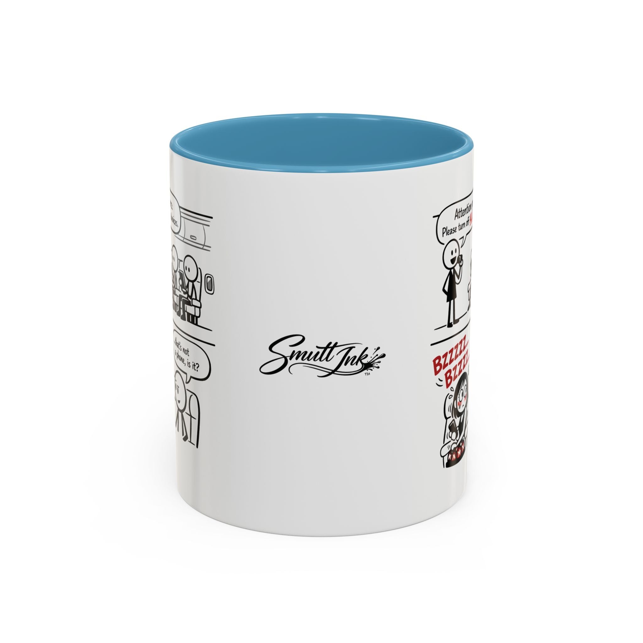 Coffee Mug — Funny Airplane Cellphone Comic Accent Mug (11/15 oz)