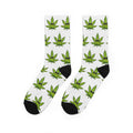 Cool Marijuana Leaf Crew Socks – Green Cannabis Pattern Padded Crew Socks