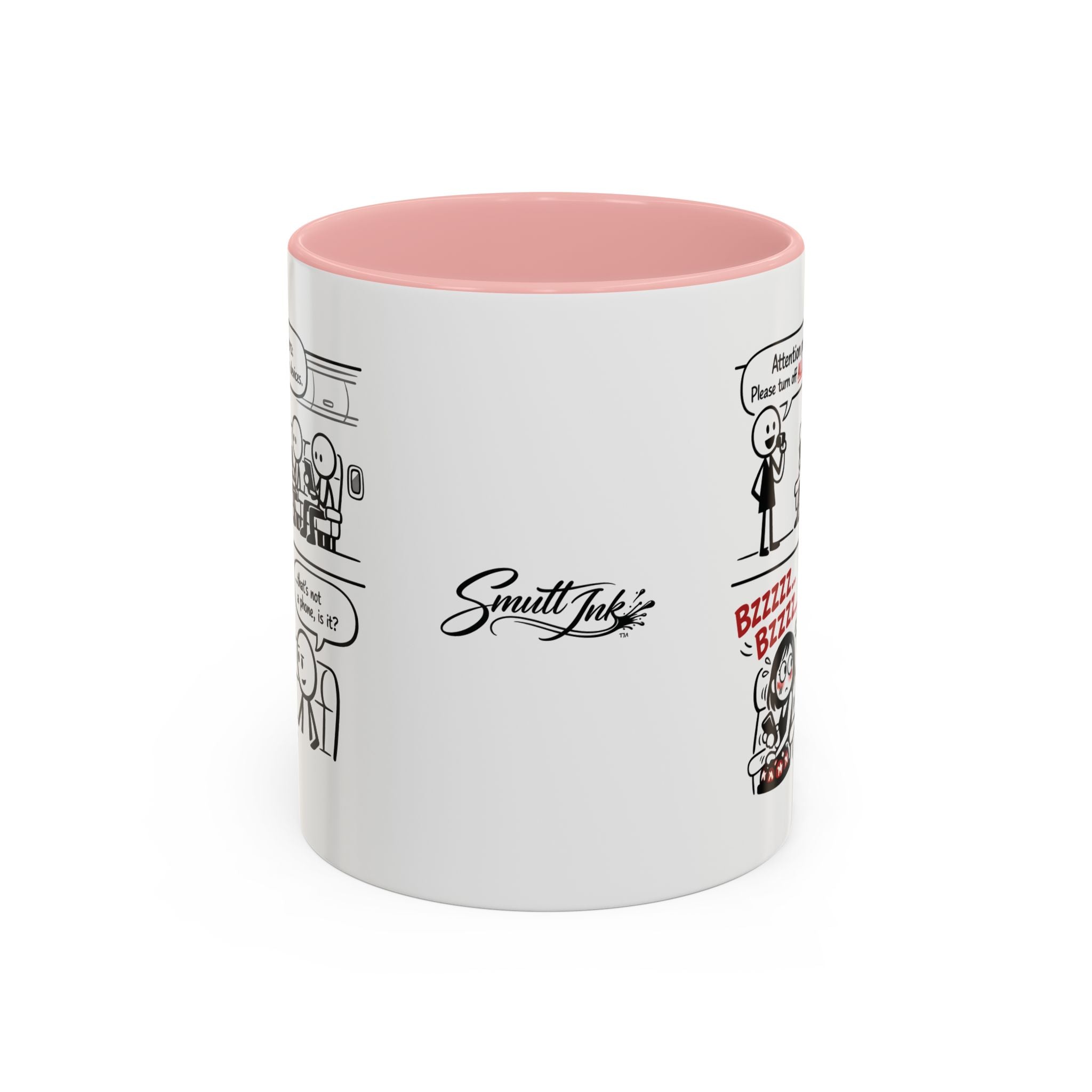 Coffee Mug — Funny Airplane Cellphone Comic Accent Mug (11/15 oz)