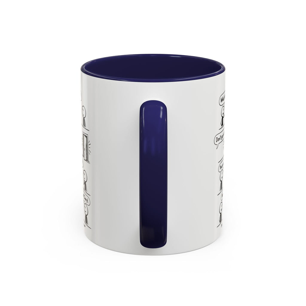 Coffee Mug — Funny Stick Figure Comic "Bad Kitty" Accent Ceramic Mug (11/15oz)