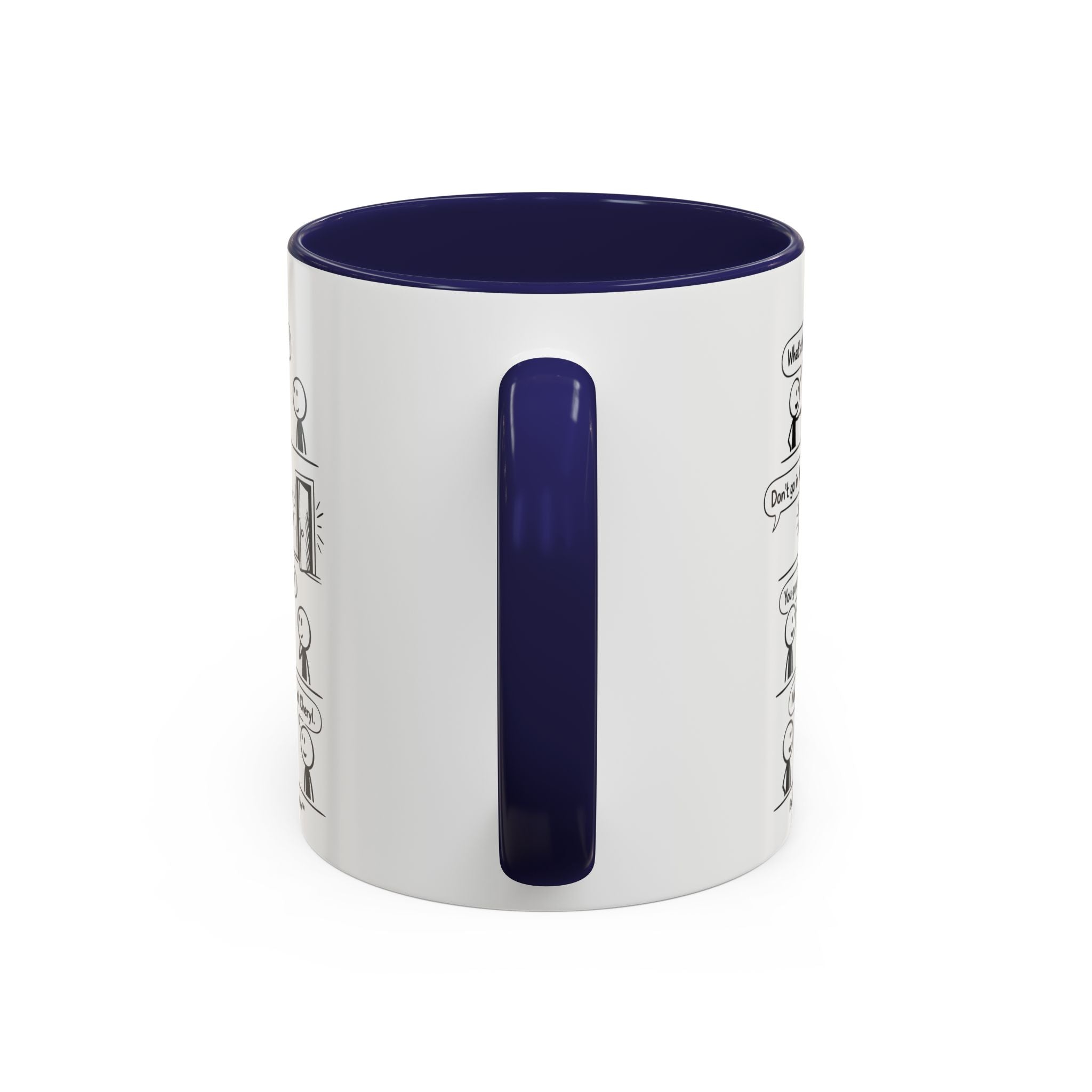 Coffee Mug — Funny Stick Figure Comic "Bad Kitty" Accent Ceramic Mug (11/15oz)