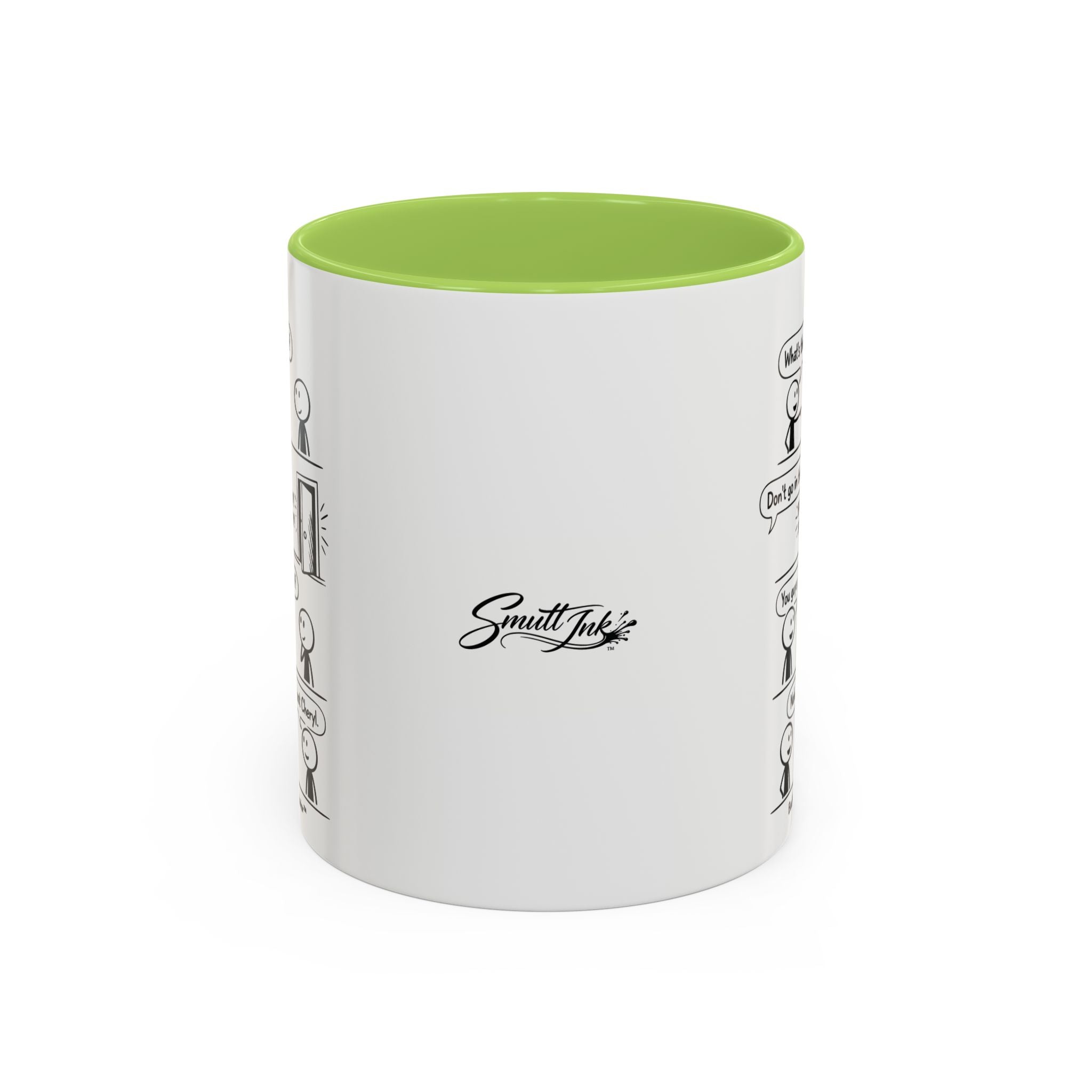 Coffee Mug — Funny Stick Figure Comic "Bad Kitty" Accent Ceramic Mug (11/15oz)