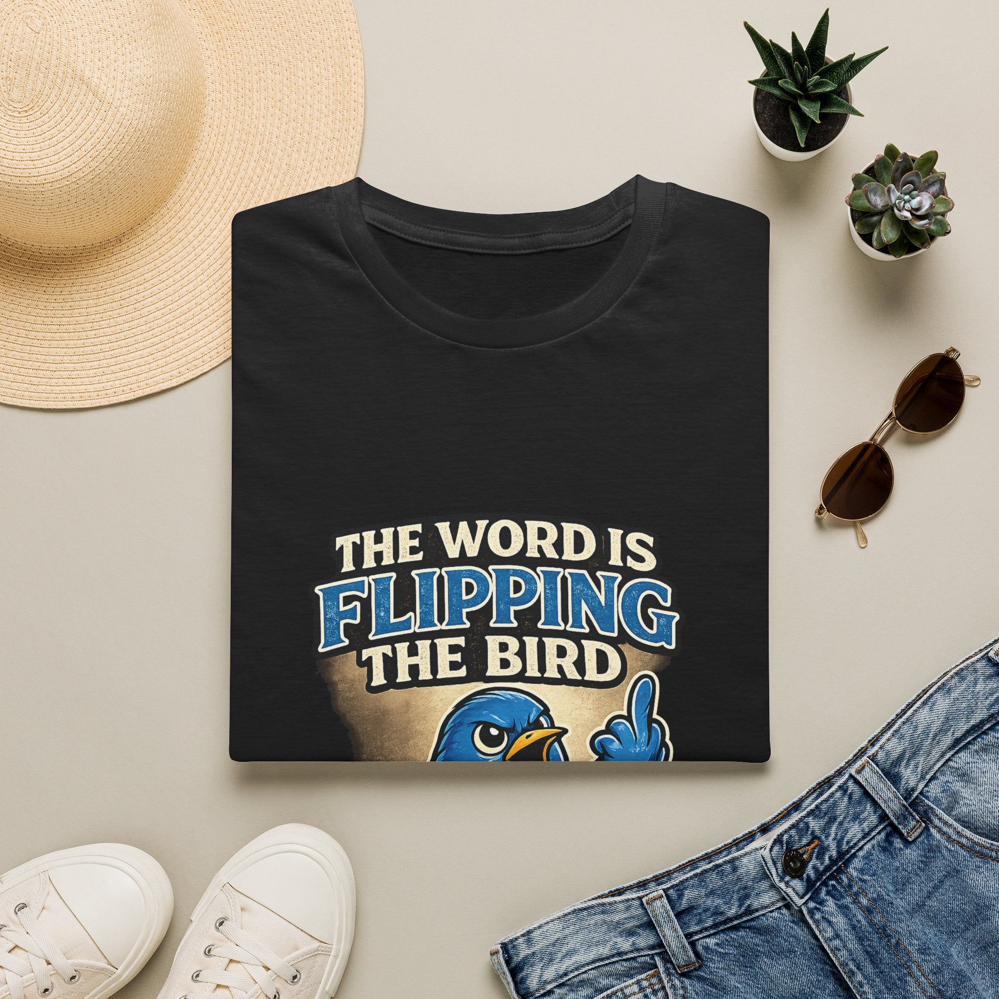 Flipping The Bird T-Shirt — Funny Retro Blue Bird Graphic Tee