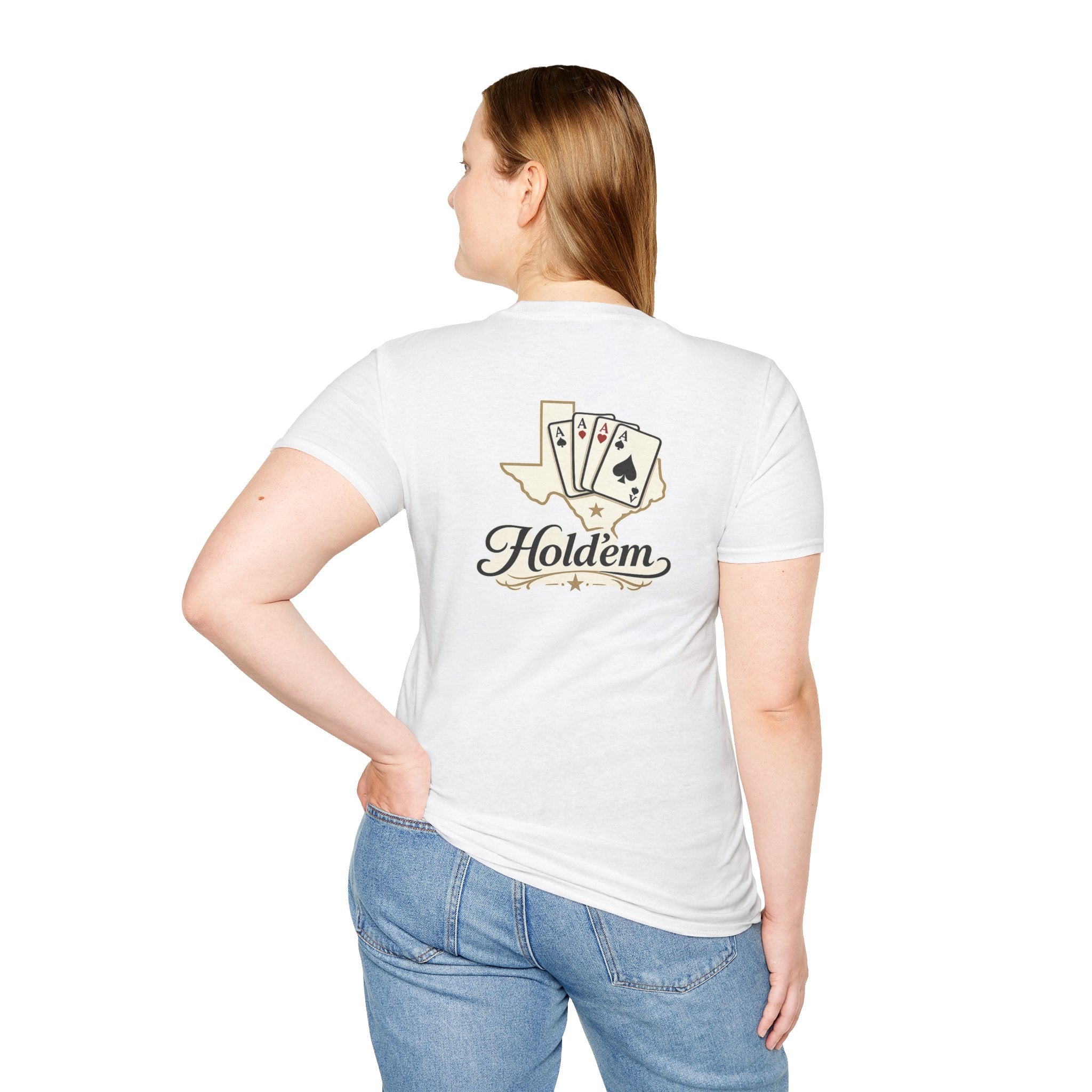 Texas Hold'em Poker T-Shirt — Retro State Map & Playing Cards Graphic