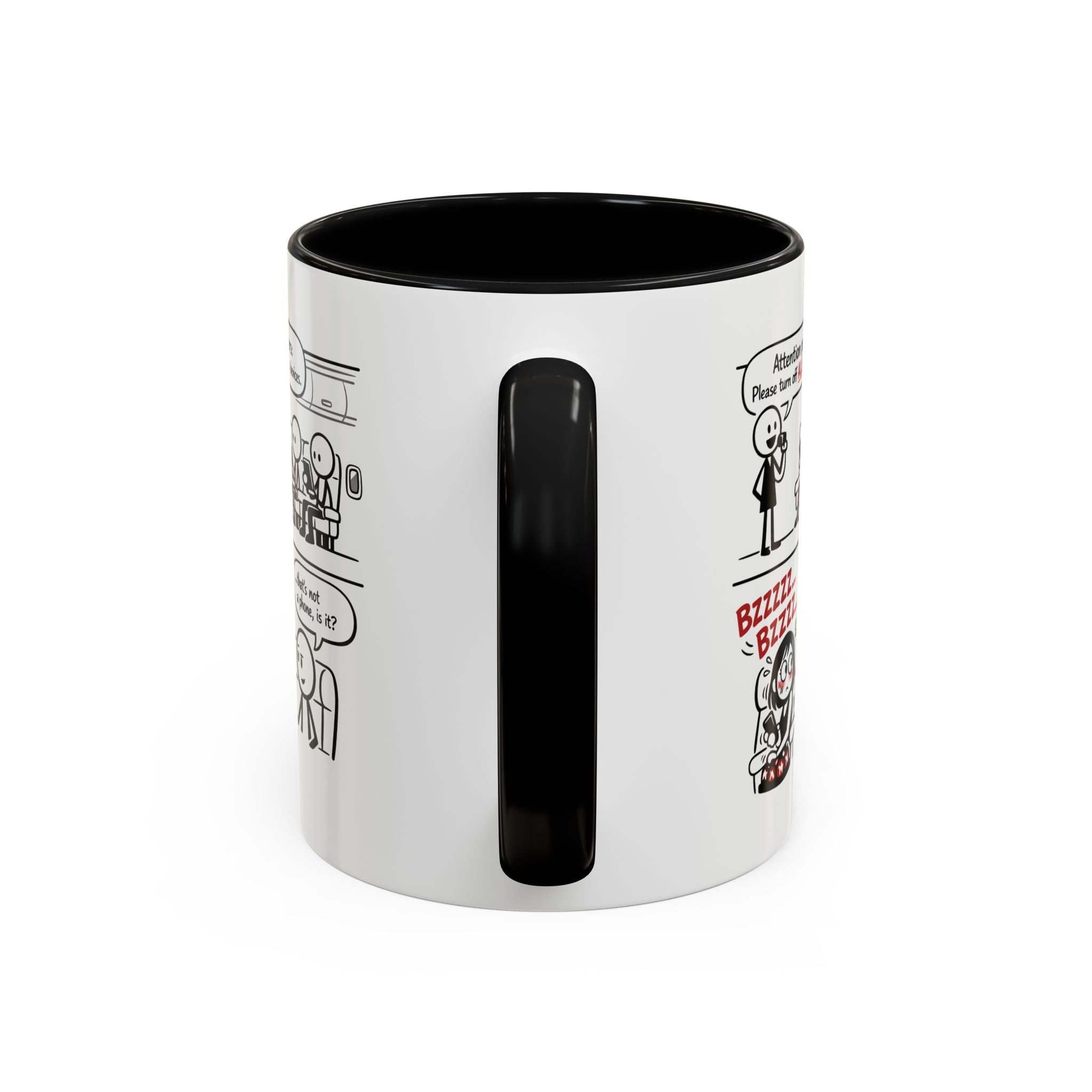 Coffee Mug — Funny Airplane Cellphone Comic Accent Mug (11/15 oz)