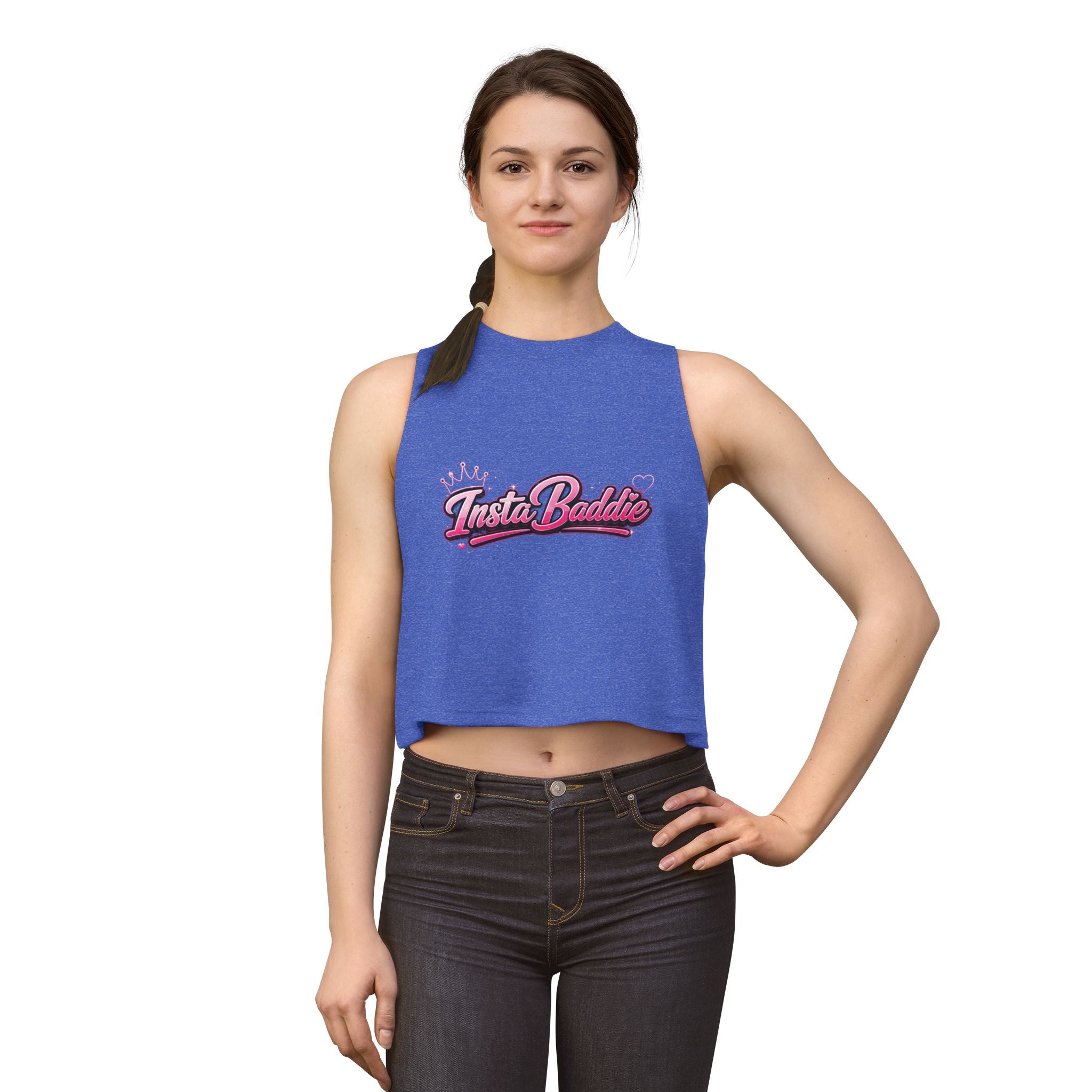 Insta Baddie Women's Crop Top — Pink Retro Script Graphic Tank