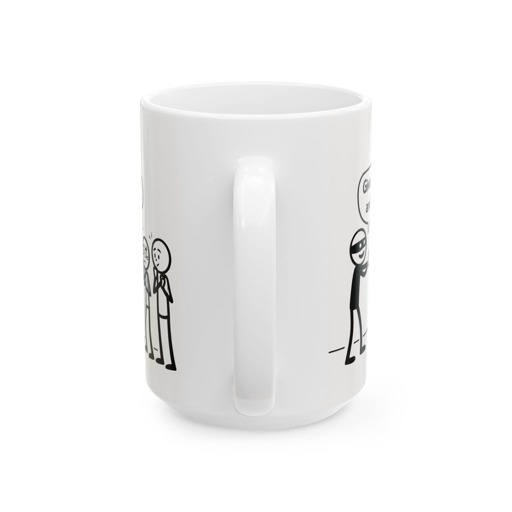 Funny Coffee Mug — "Coffee Heist" Comic Strip Ceramic Mug (11oz & 15oz)