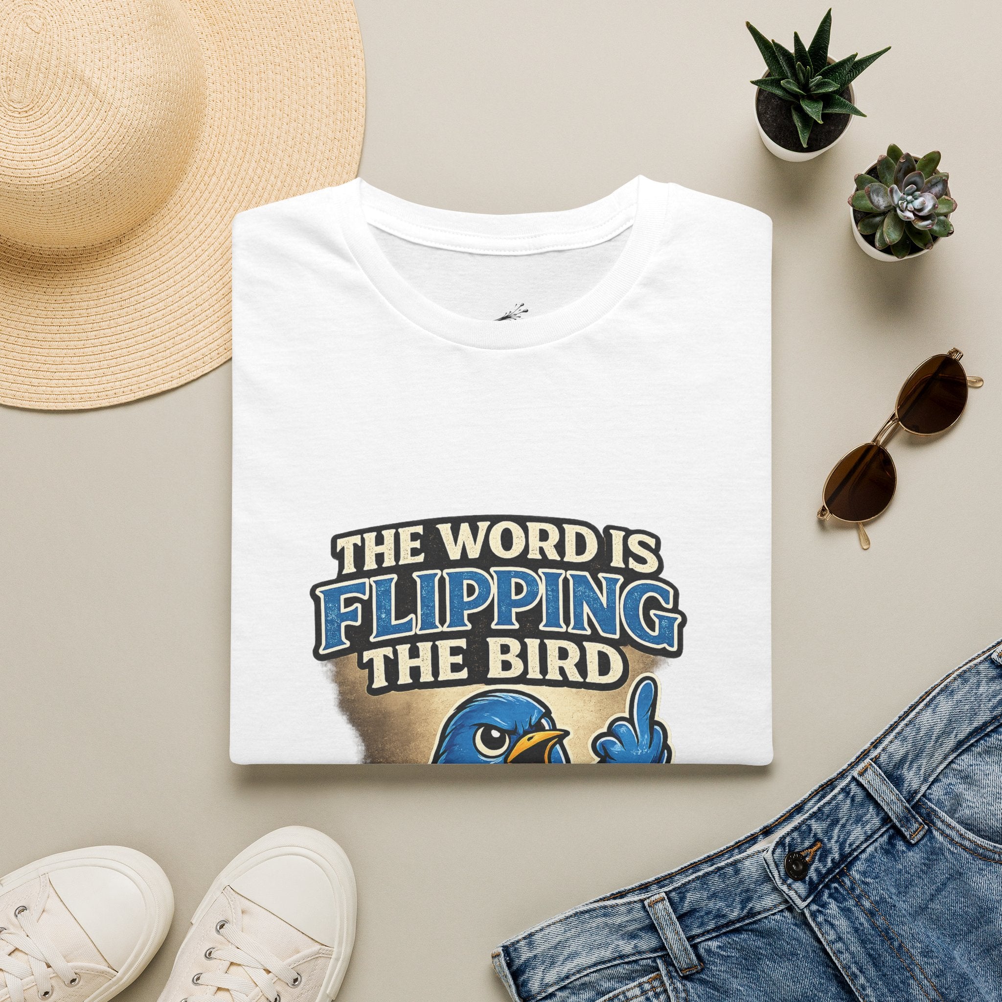 Flipping The Bird T-Shirt — Funny Retro Blue Bird Graphic Tee