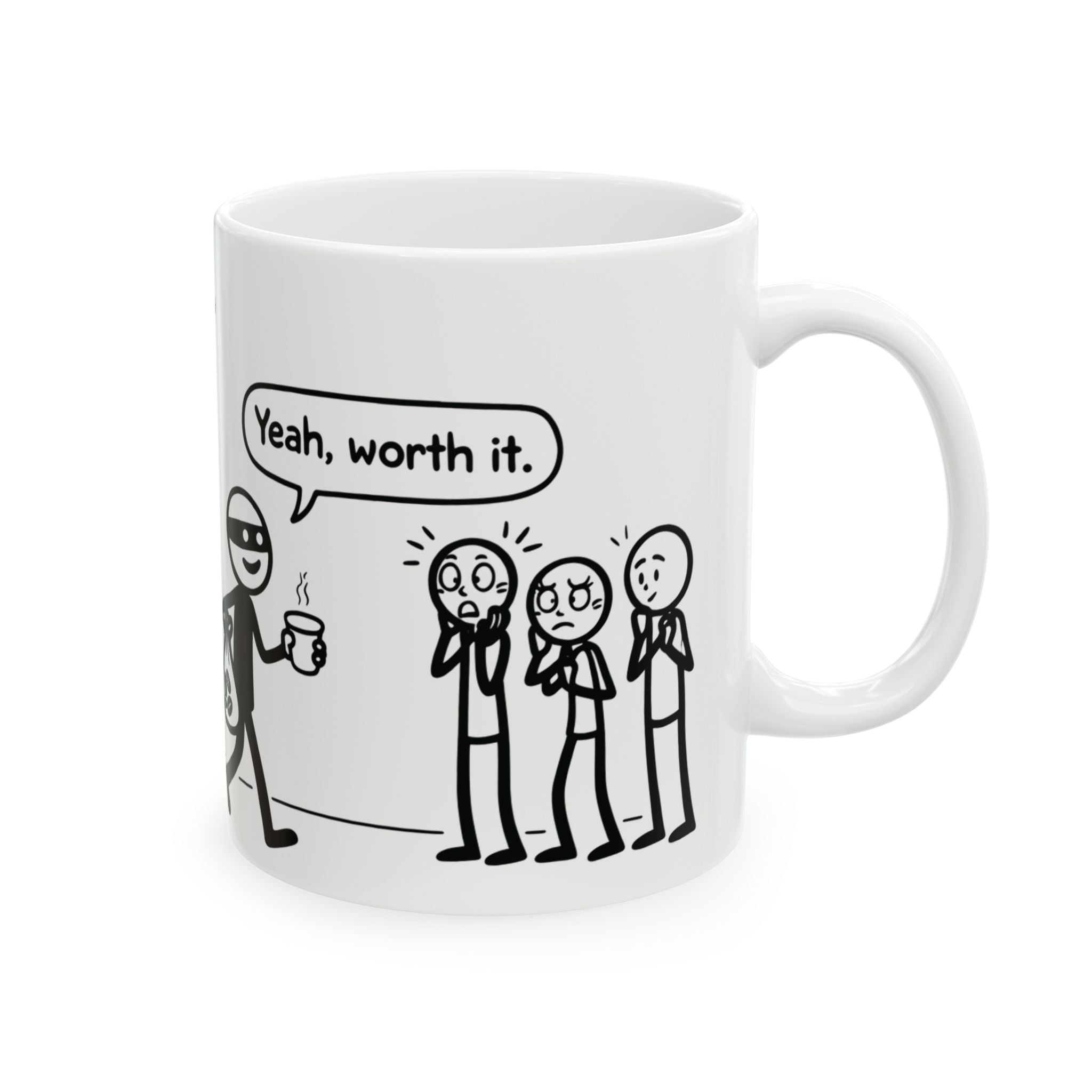 Funny Coffee Mug — "Coffee Heist" Comic Strip Ceramic Mug (11oz & 15oz)