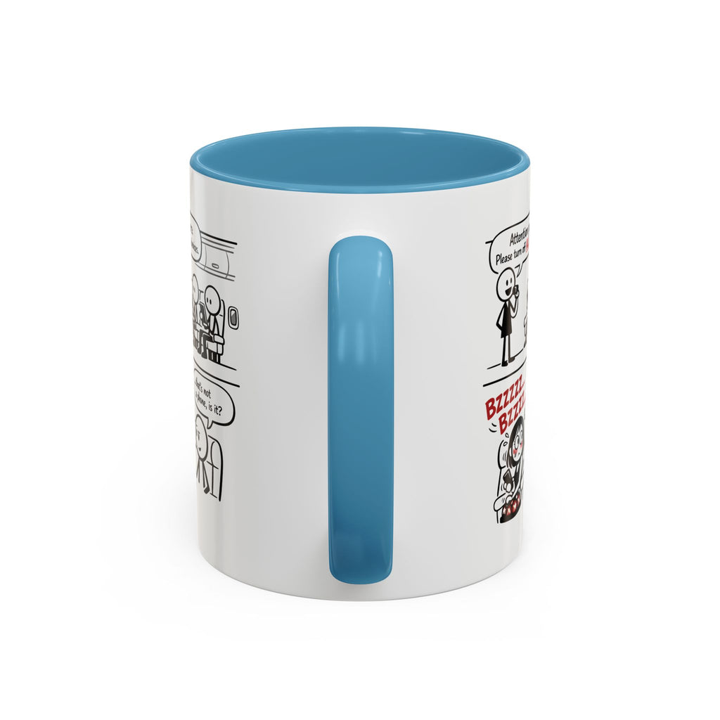 Coffee Mug — Funny Airplane Cellphone Comic Accent Mug (11/15 oz)