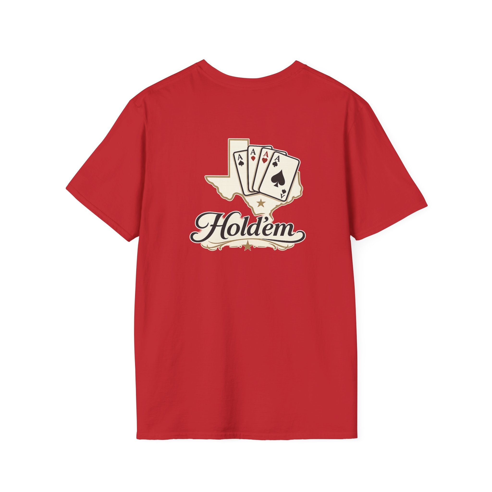 Texas Hold'em Poker T-Shirt — Retro State Map & Playing Cards Graphic