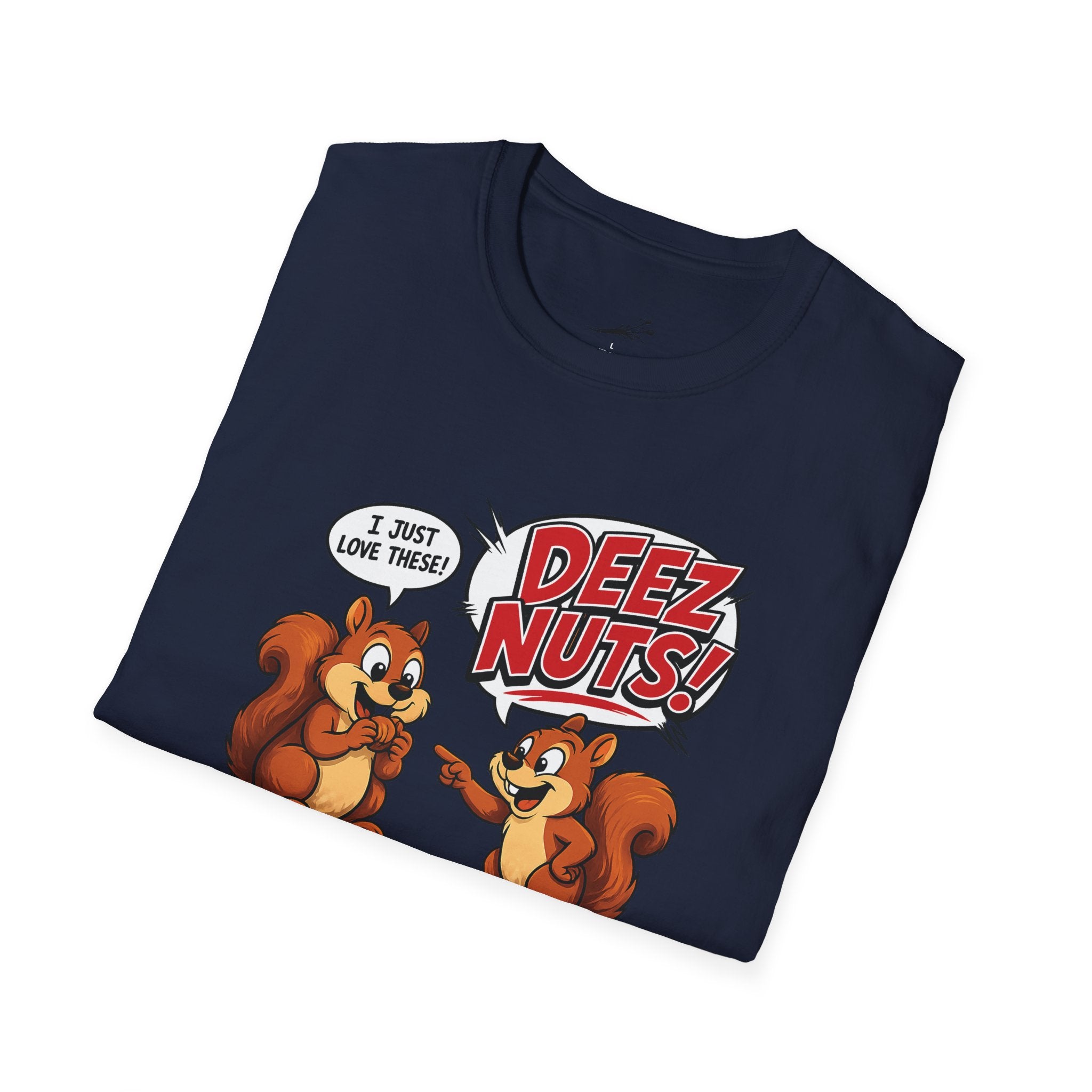 Funny Squirrel T‑Shirt — Cartoon 'Deez Nuts!' Graphic Tee