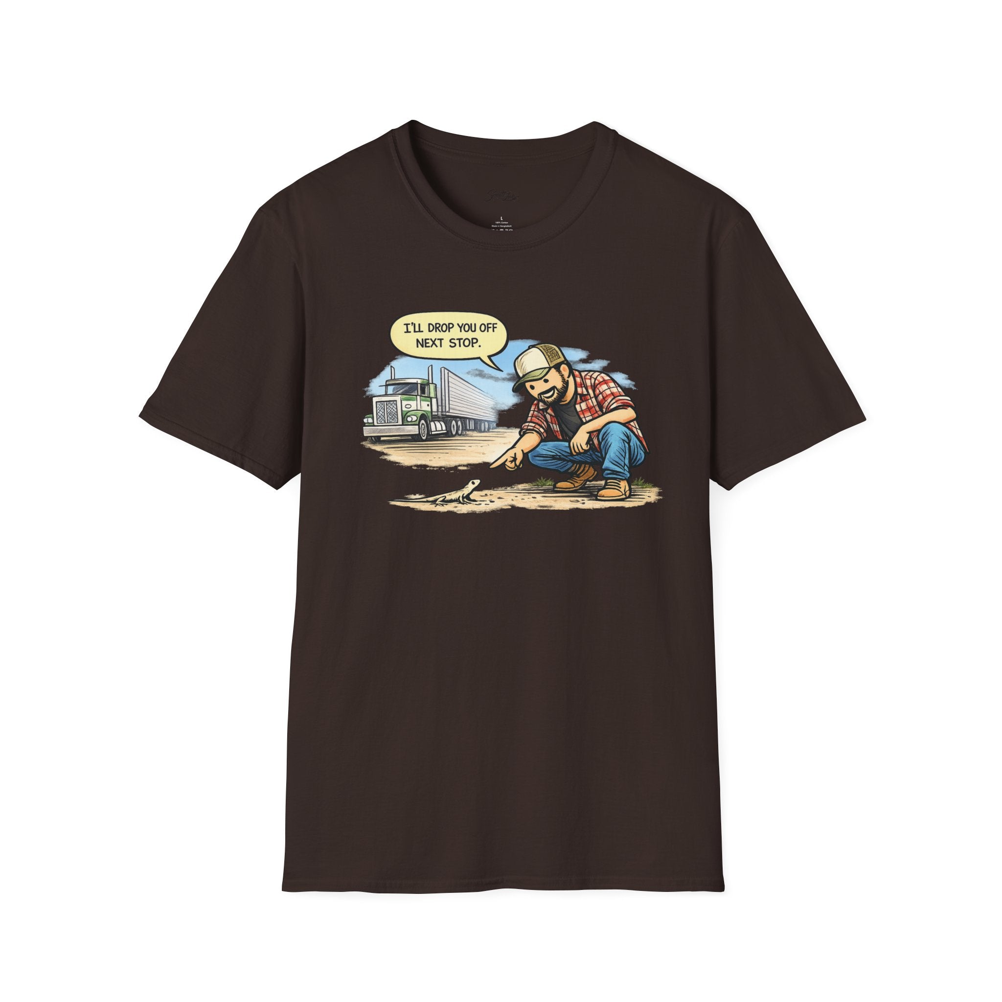 Trucker Rescue T‑Shirt – 'I’ll Drop You Off Next Stop' Vintage Semi Driver Tee