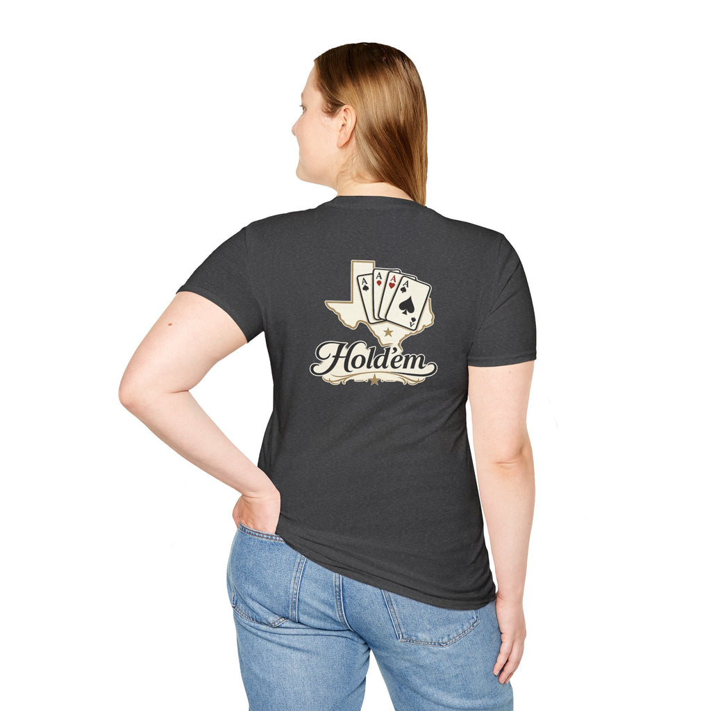 Texas Hold'em Poker T-Shirt — Retro State Map & Playing Cards Graphic