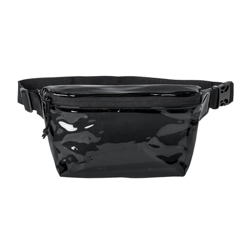 Clear & Black Transparent Fanny Pack — Stadium-Approved PVC Waist Bag