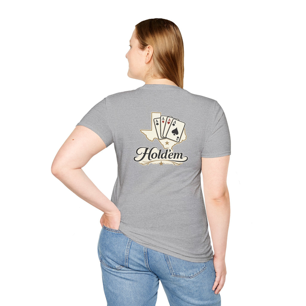 Texas Hold'em Poker T-Shirt — Retro State Map & Playing Cards Graphic