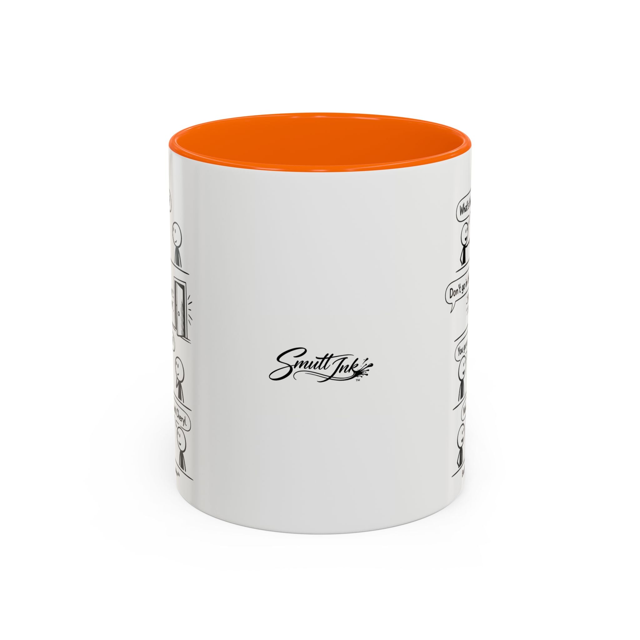 Coffee Mug — Funny Stick Figure Comic "Bad Kitty" Accent Ceramic Mug (11/15oz)