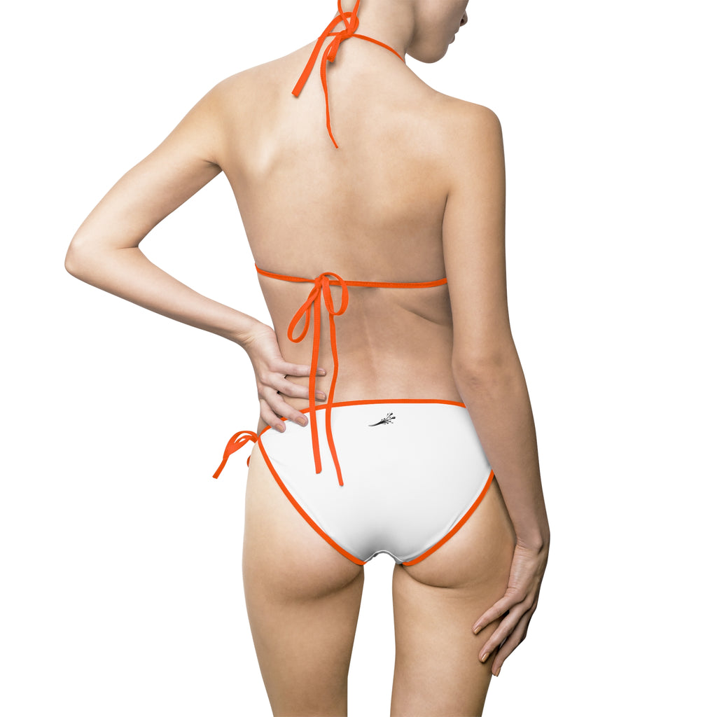 White Minimalist Triangle Bikini — Women's Tie-Side Swimsuit