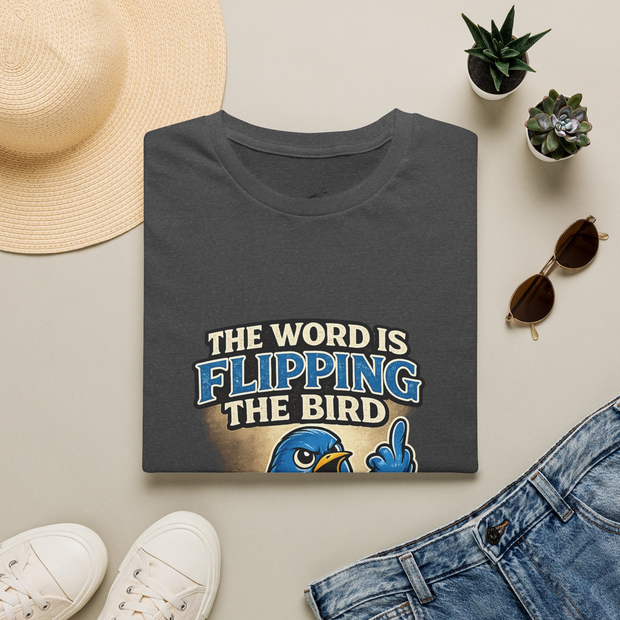 Flipping The Bird T-Shirt — Funny Retro Blue Bird Graphic Tee
