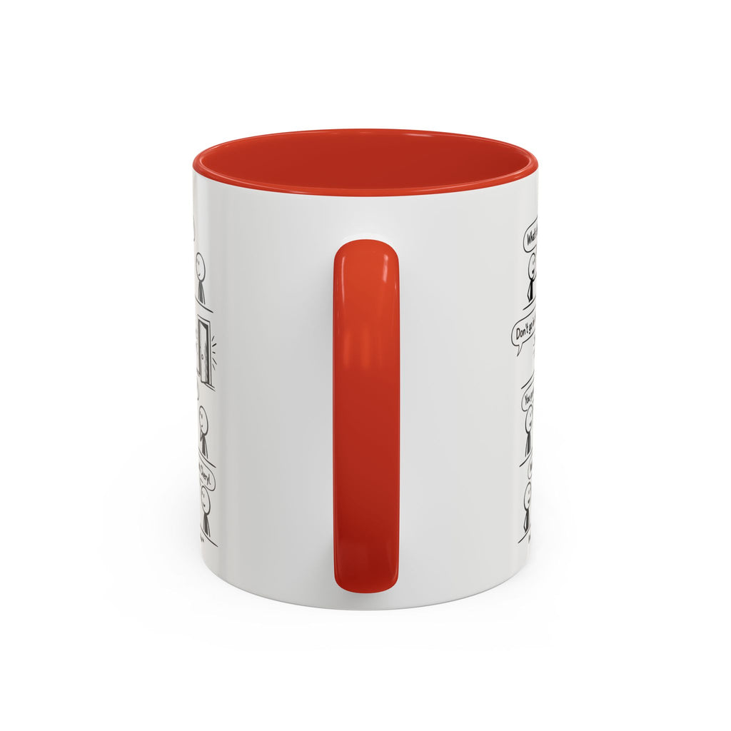 Coffee Mug — Funny Stick Figure Comic "Bad Kitty" Accent Ceramic Mug (11/15oz)