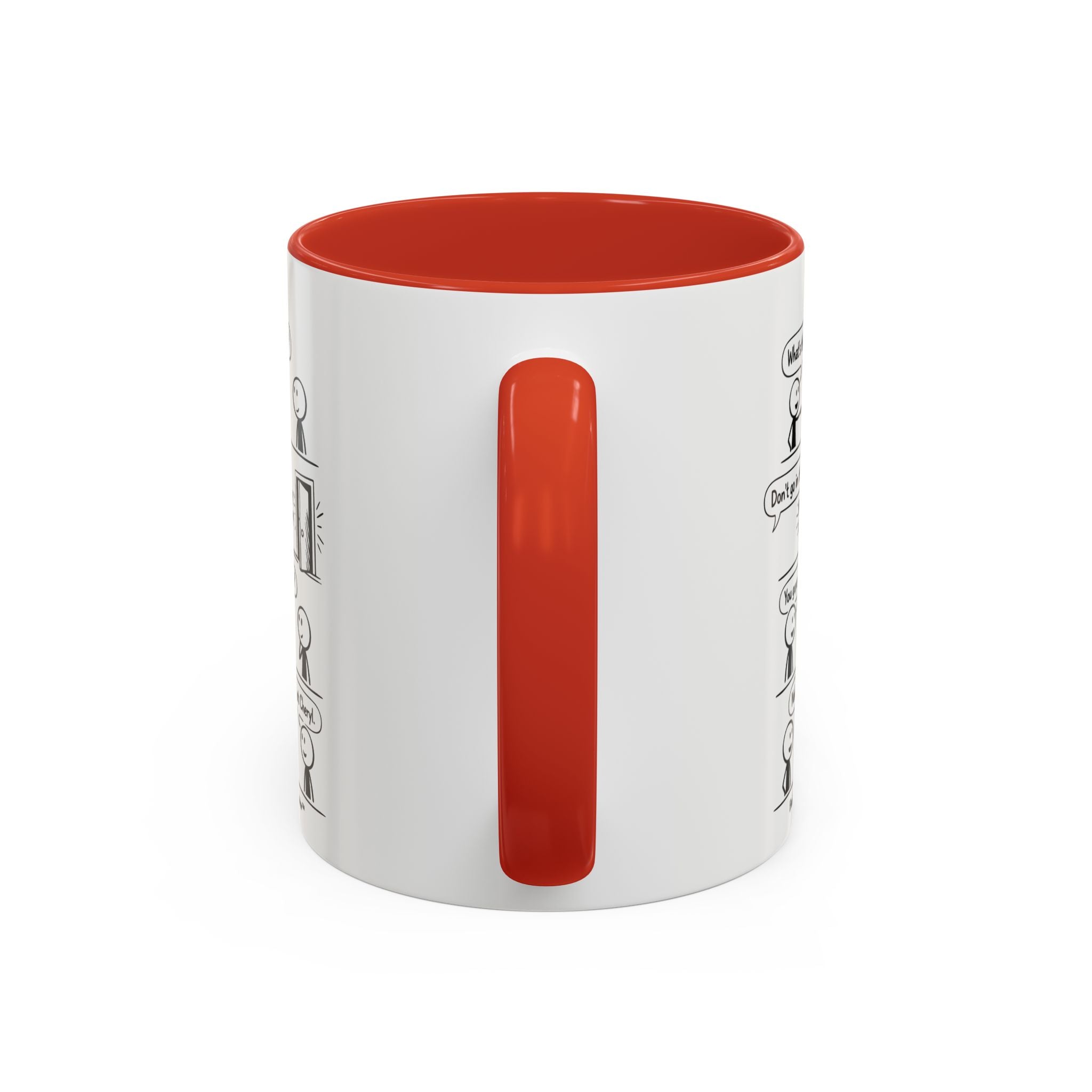 Coffee Mug — Funny Stick Figure Comic "Bad Kitty" Accent Ceramic Mug (11/15oz)