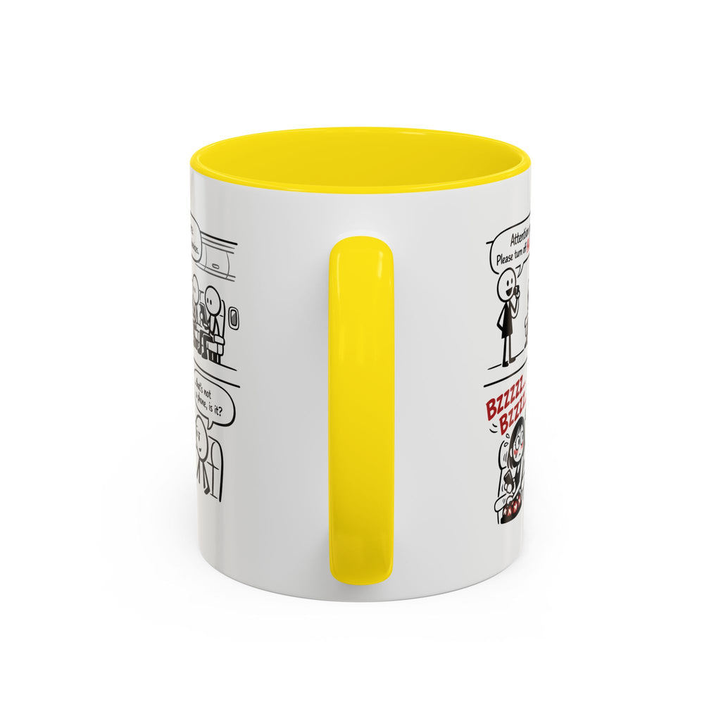 Coffee Mug — Funny Airplane Cellphone Comic Accent Mug (11/15 oz)
